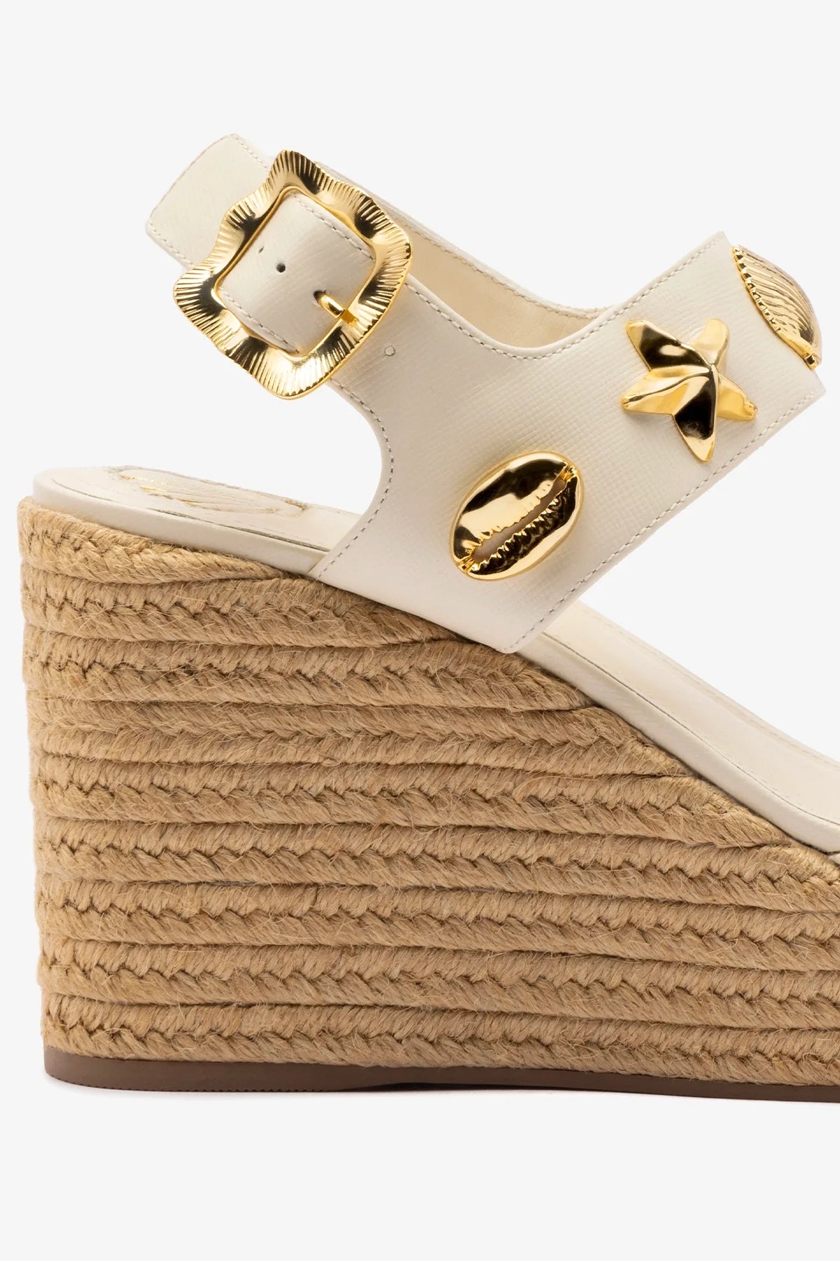 Madison Hi Espadrille Women's Shoes - Ivory Saffiano Leather Summer Wedges | Comfortable Casual & Beach Wear for Women