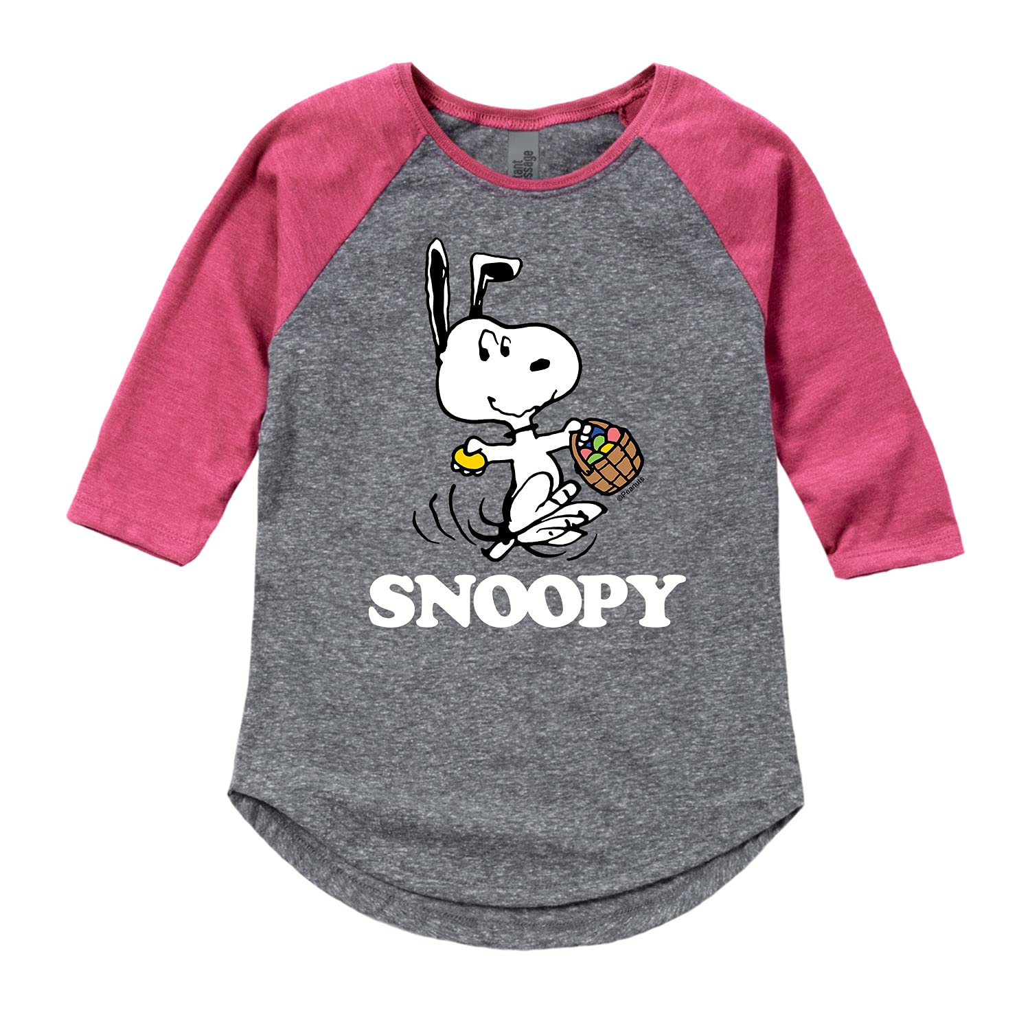 Peanuts Snoopy Easter Basket for Girls - Toddler & Youth Raglan T-Shirt - Perfect for Easter Gifts, Spring Outfits & Casual Wear