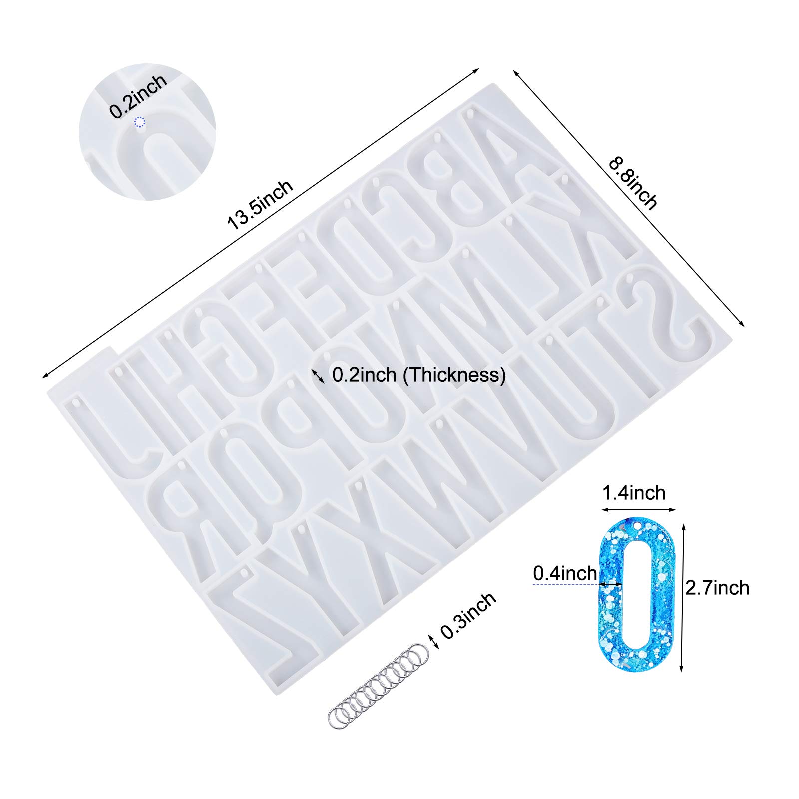 LET'S RESIN Alphabet Keychain Molds with Hole - Large Silicone Letter Molds for Epoxy Resin Jewelry Making, DIY Keychain & Pendant Crafting - Perfect for Personalized Gifts, Home Decor, and Handmade Accessories
