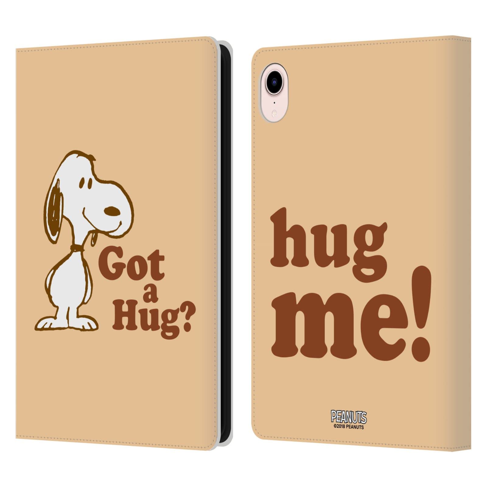 Peanuts Snoopy Hug Leather Book Wallet Case for Apple iPad Mini (2021) - Officially Licensed by Head Case Designs, Perfect for Work, Travel, and Everyday Use