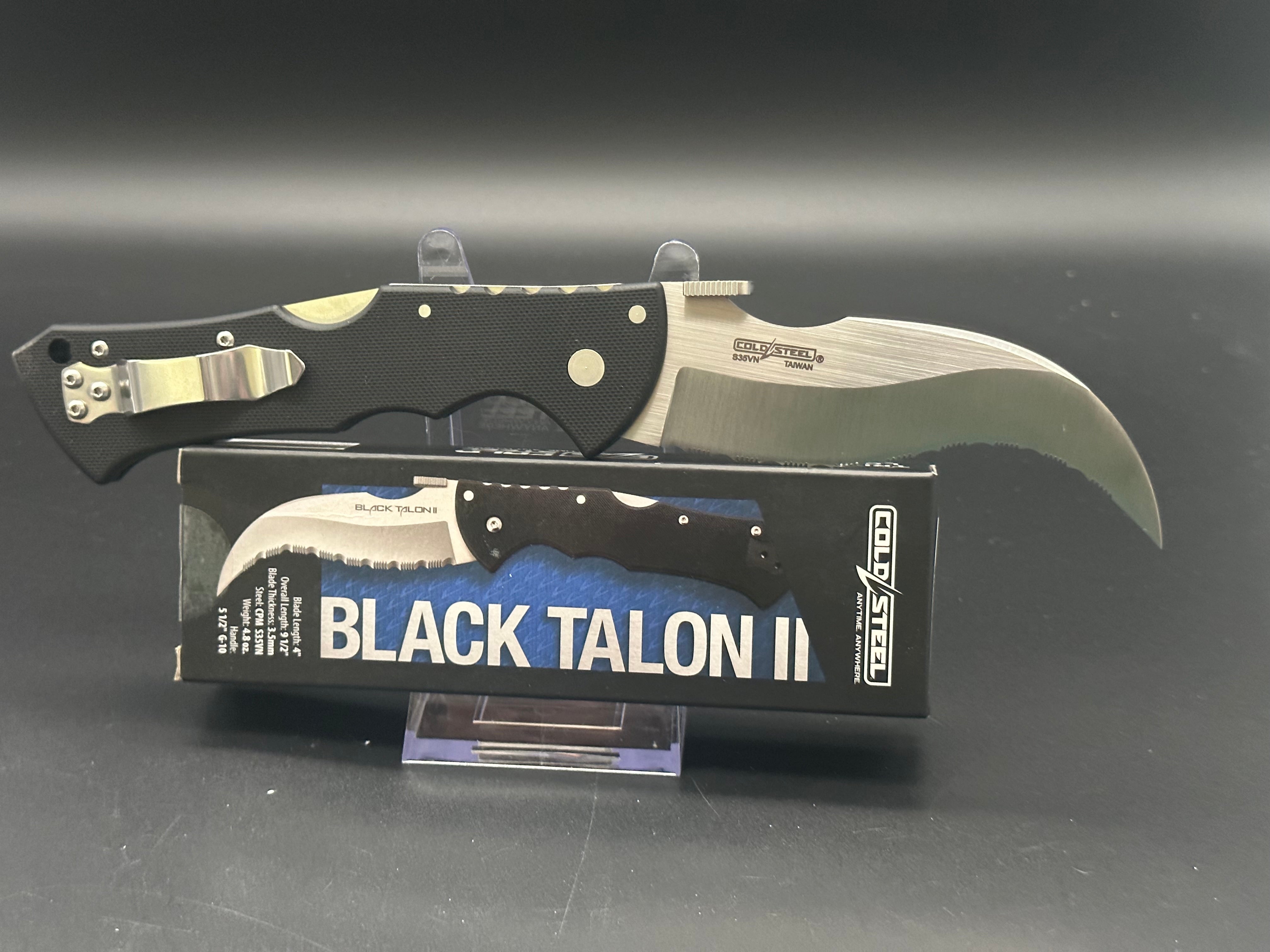 Cold Steel Black Talon II Folding Knife - Tactical EDC Pocket Knife with Secure Lock for Outdoor, Camping, Survival & Everyday Carry (EDC)