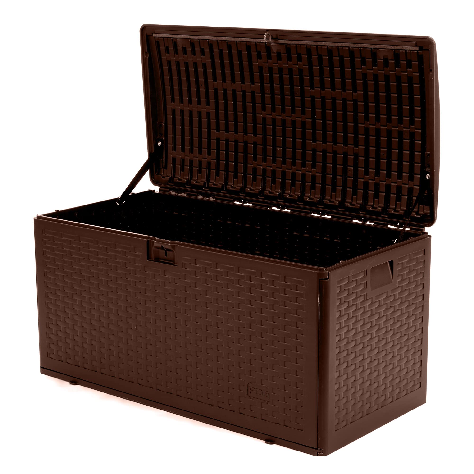 Outdoor Storage Deck Box 73 Gallon with Standard Closure - Durable Plastic Deck Box for Patio, Garden & Backyard Organization - Weatherproof Java Brown Deck Storage Container
