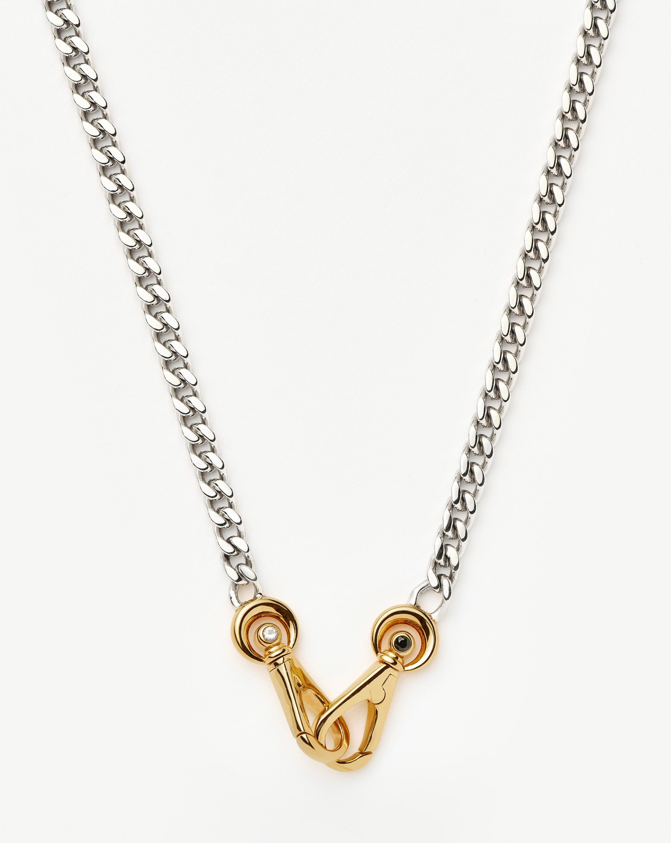 Kinetic Chunky Chain Necklace - Mixed Metal Cubic Zirconia Statement Jewelry | Trendy Layered Necklace for Women | Perfect for Parties, Date Nights & Everyday Wear
