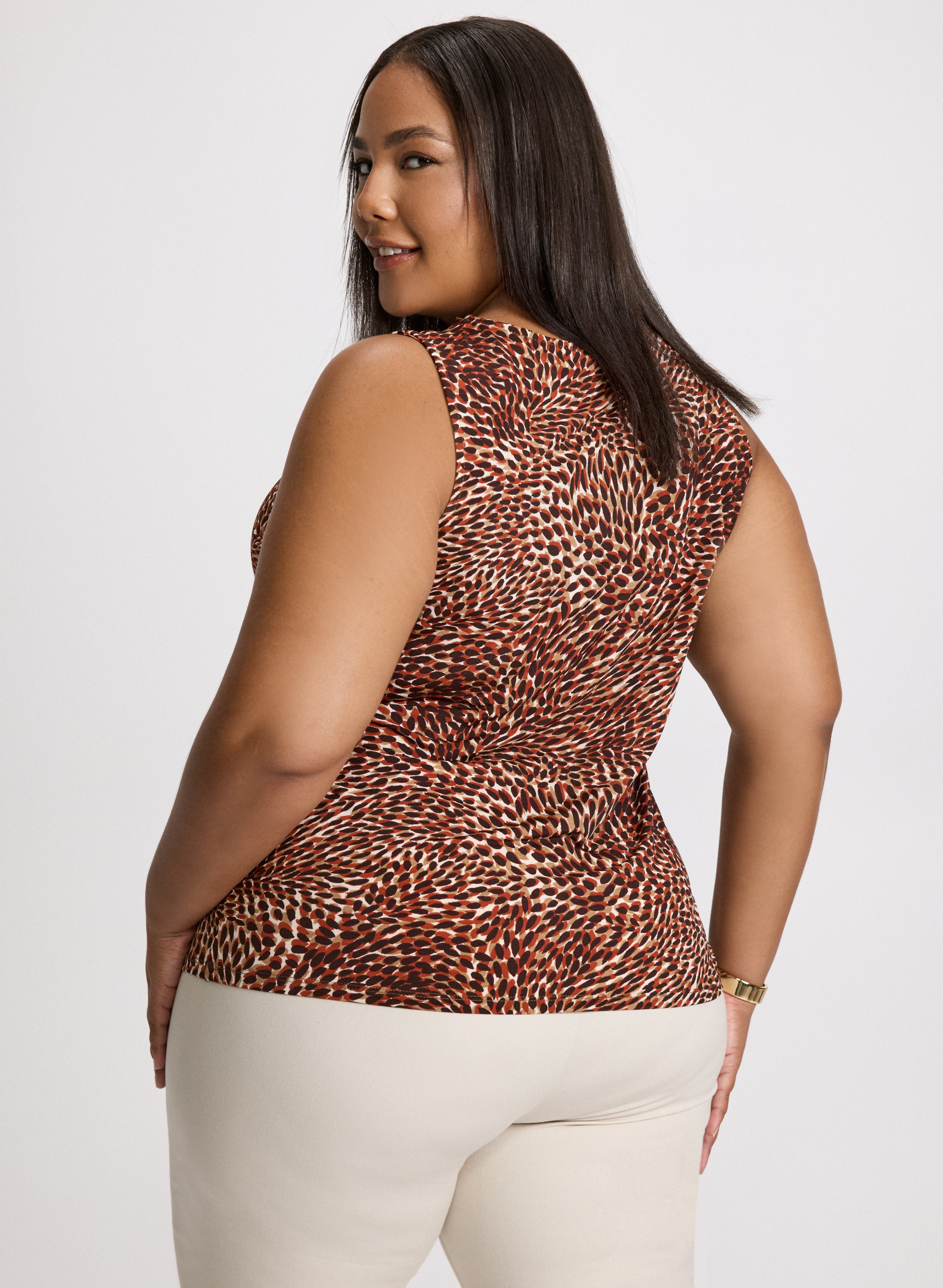 Women's Stylish Animal Print Sleeveless Blouse - Fashionable Summer Tops for Casual Outings & Beach Vacations