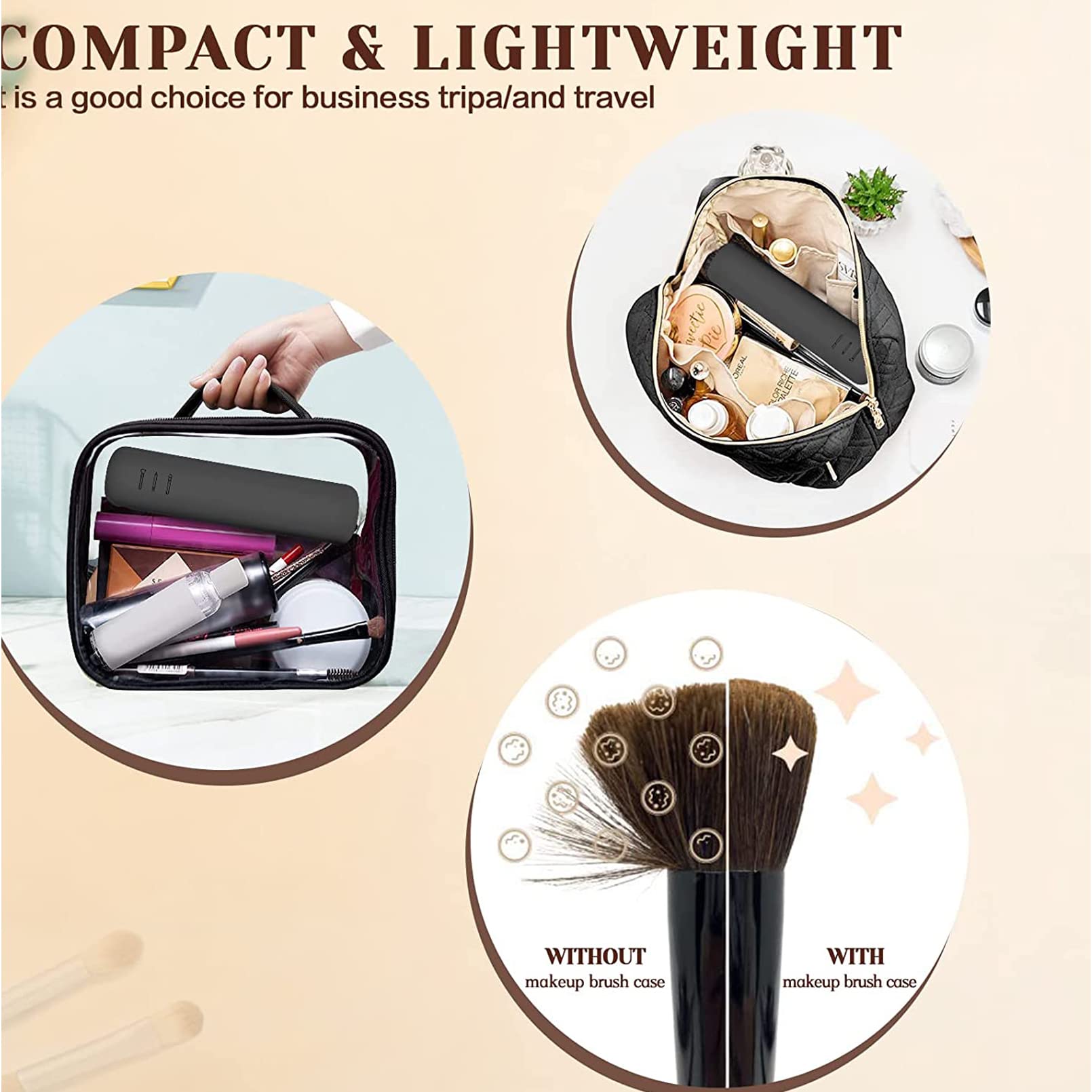 ABBCDTT Travel Makeup Brush Holder - Portable Cosmetic Brush Organizer & Storage Case for Professional Makeup Artists & Business Travel | Perfect for On-The-Go Touchups & Salon Organization