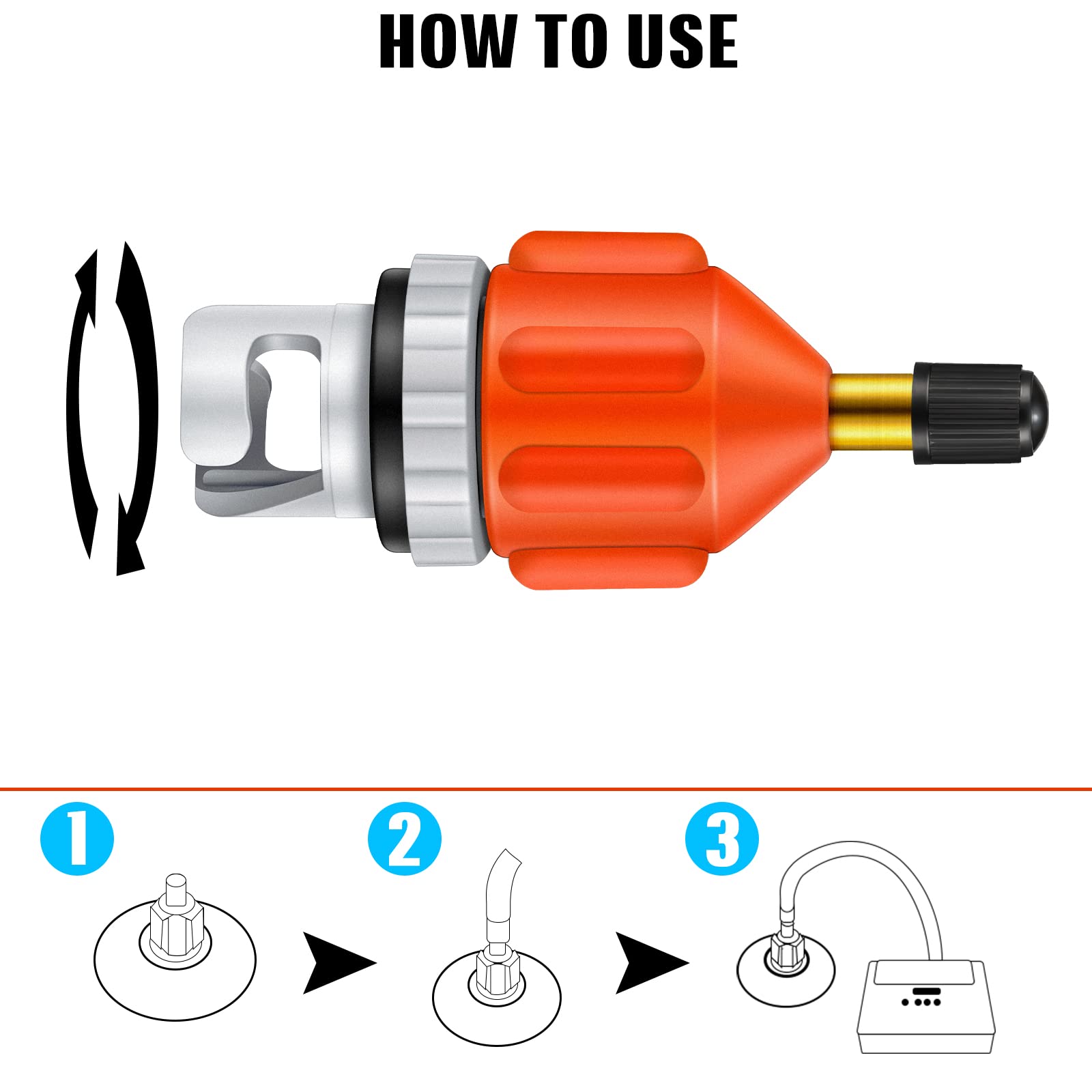 4-Piece Universal Inflatable Boat SUP Pump Adapter Set - Air Valve Converter for Kayak, Paddle Board, Foot Pump & Stand Up Paddleboard Accessories | Perfect for Water Sports, Fishing & Outdoor Adventures