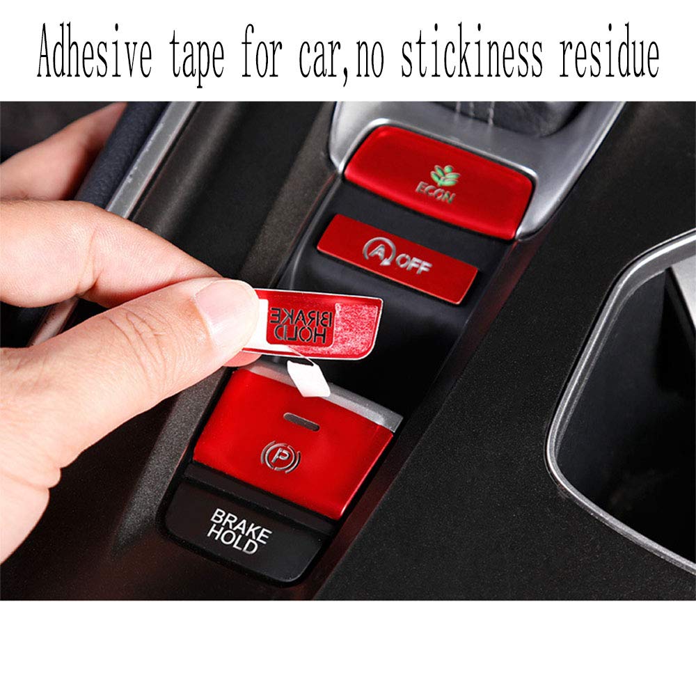 Premium Aluminum Alloy Handbrake Button Cover - Red Electronic Parking Brake Cap & P Gear Trim Accessories (2Pcs) for 2018-2023 Honda Accord - Enhances Interior Style & Protects Button from Wear