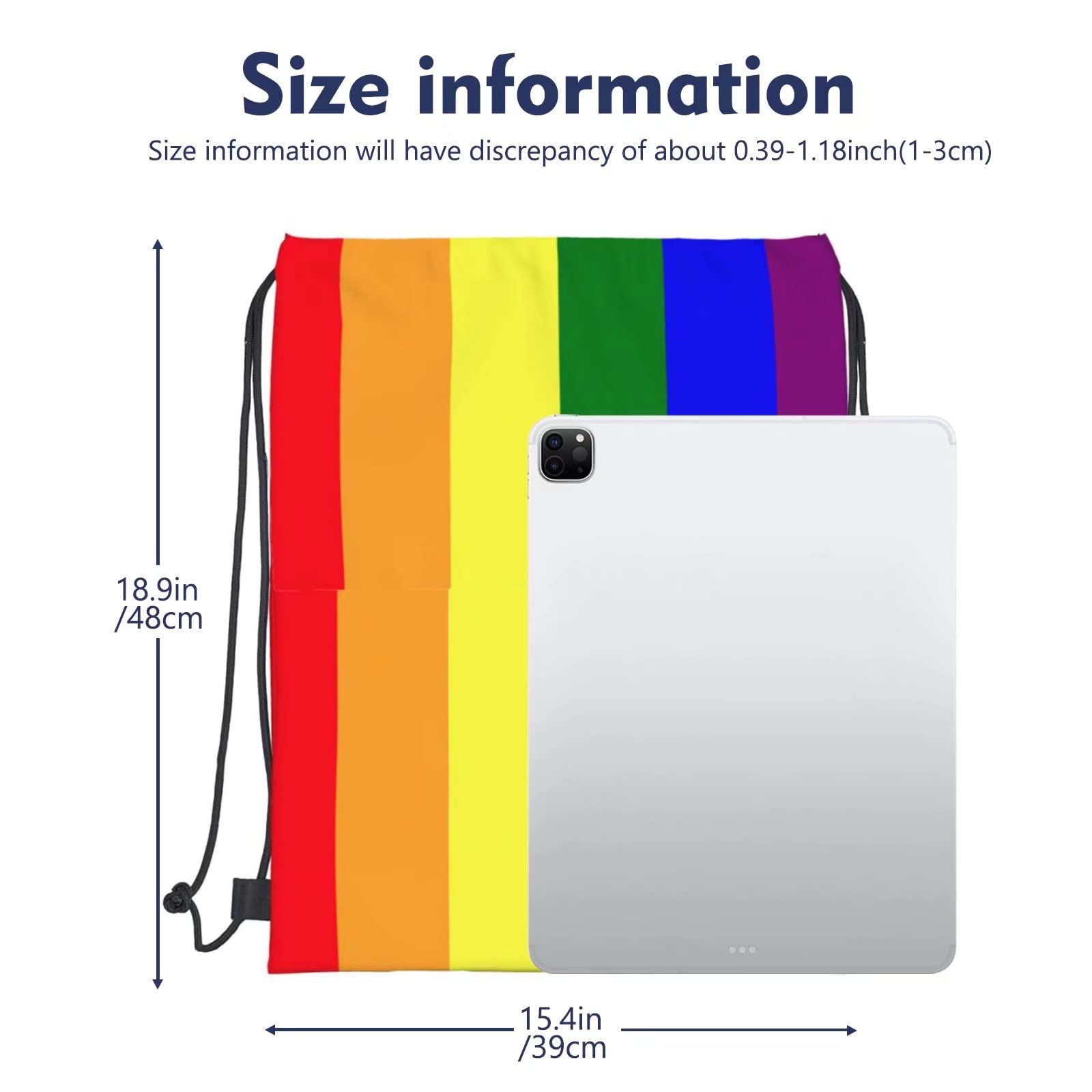 LGBTQ+ Pride Rainbow Drawstring Backpack - Waterproof Gym Sack for Men & Women - Perfect for Beach, Yoga, Travel, School & Gifts - One Size Fits All