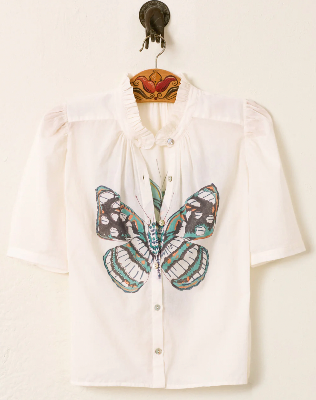 Alix of Bohemia Winn Butterfly Garden Shirt - Women's Floral Print T-Shirt for Casual Wear & Summer Outfits | Perfect for Garden Parties, Brunch Dates & Outdoor Activities