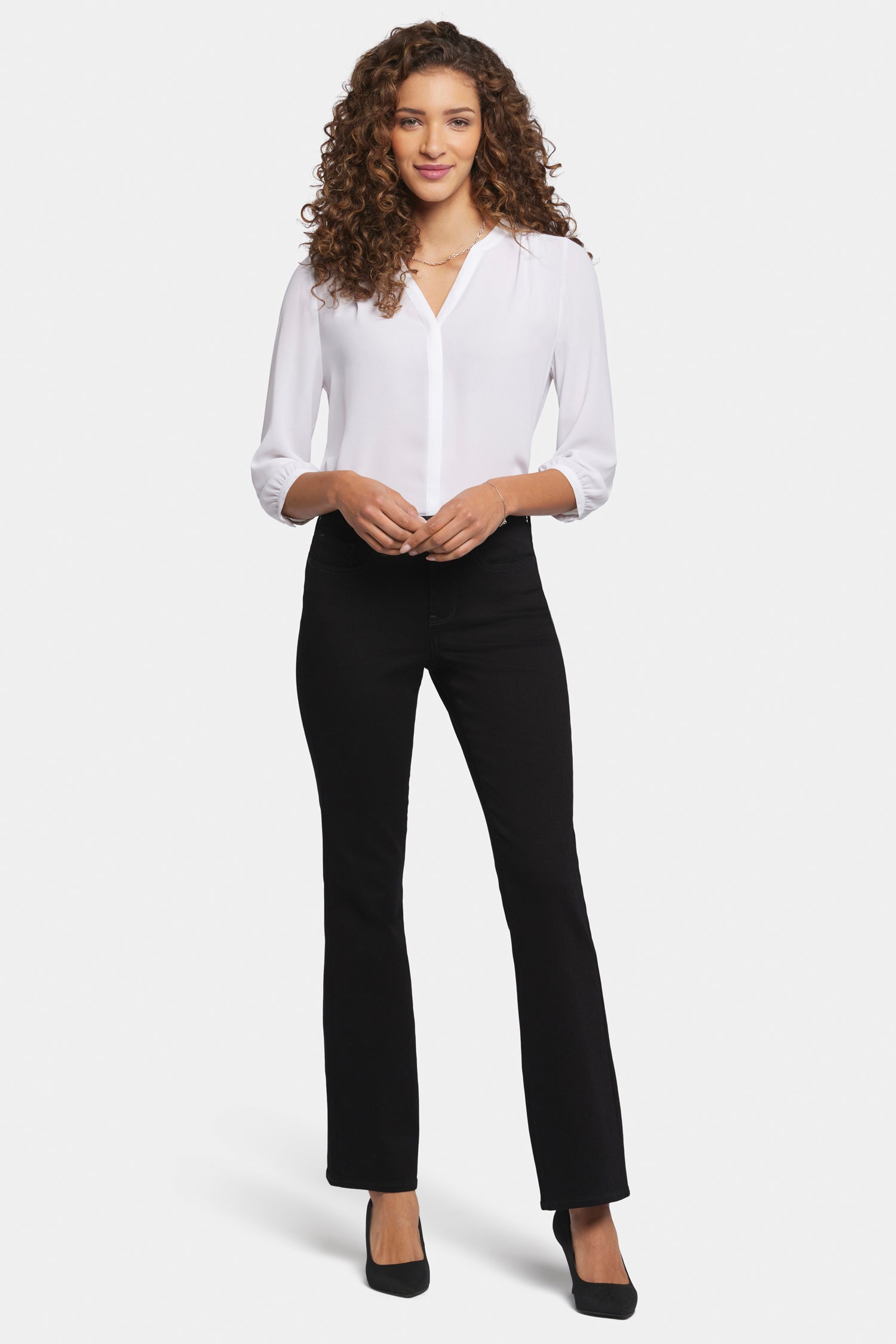 Blake Slim Flared Jeans for Petite Women - Black | Stretchy Denim Pants for Casual Wear & Night Out