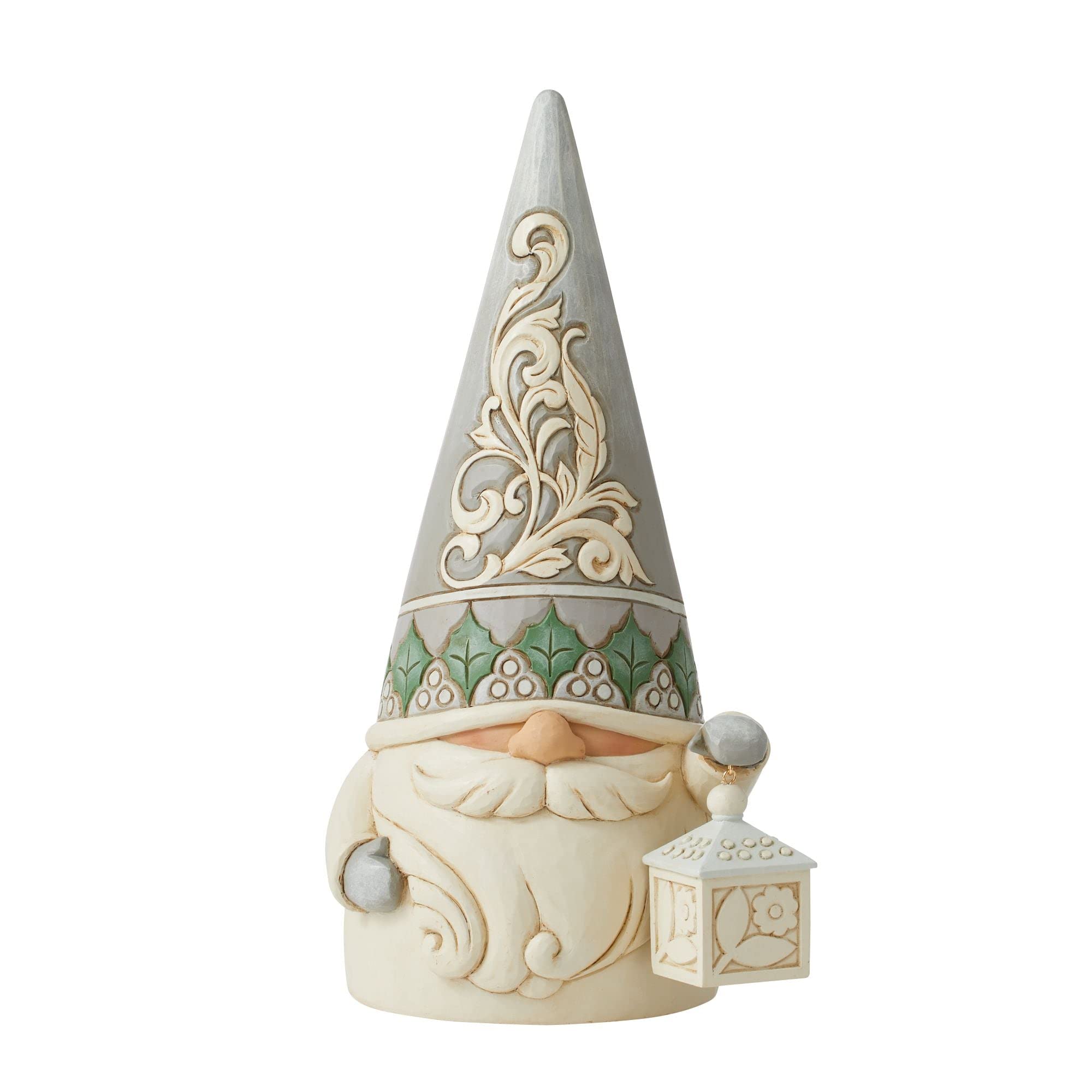 Enesco Jim Shore Heartwood Creek White Woodland Gnome with Lantern Figurine - 12.2 Inch Multicolor Collectible Home Decor for Christmas, Garden, and Shelf Display