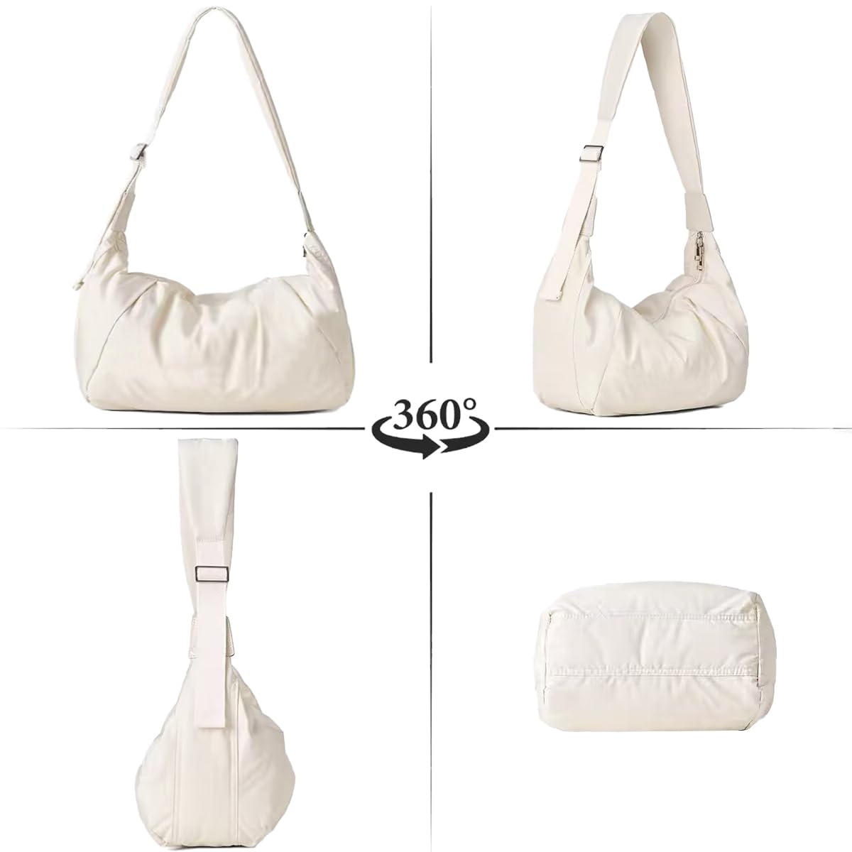 Sunwel Fashion Large Crescent Puffer Nylon Crossbody Bag for Women - Stylish Puffy Hobo Shoulder Purse for Daily Use, Travel & Shopping