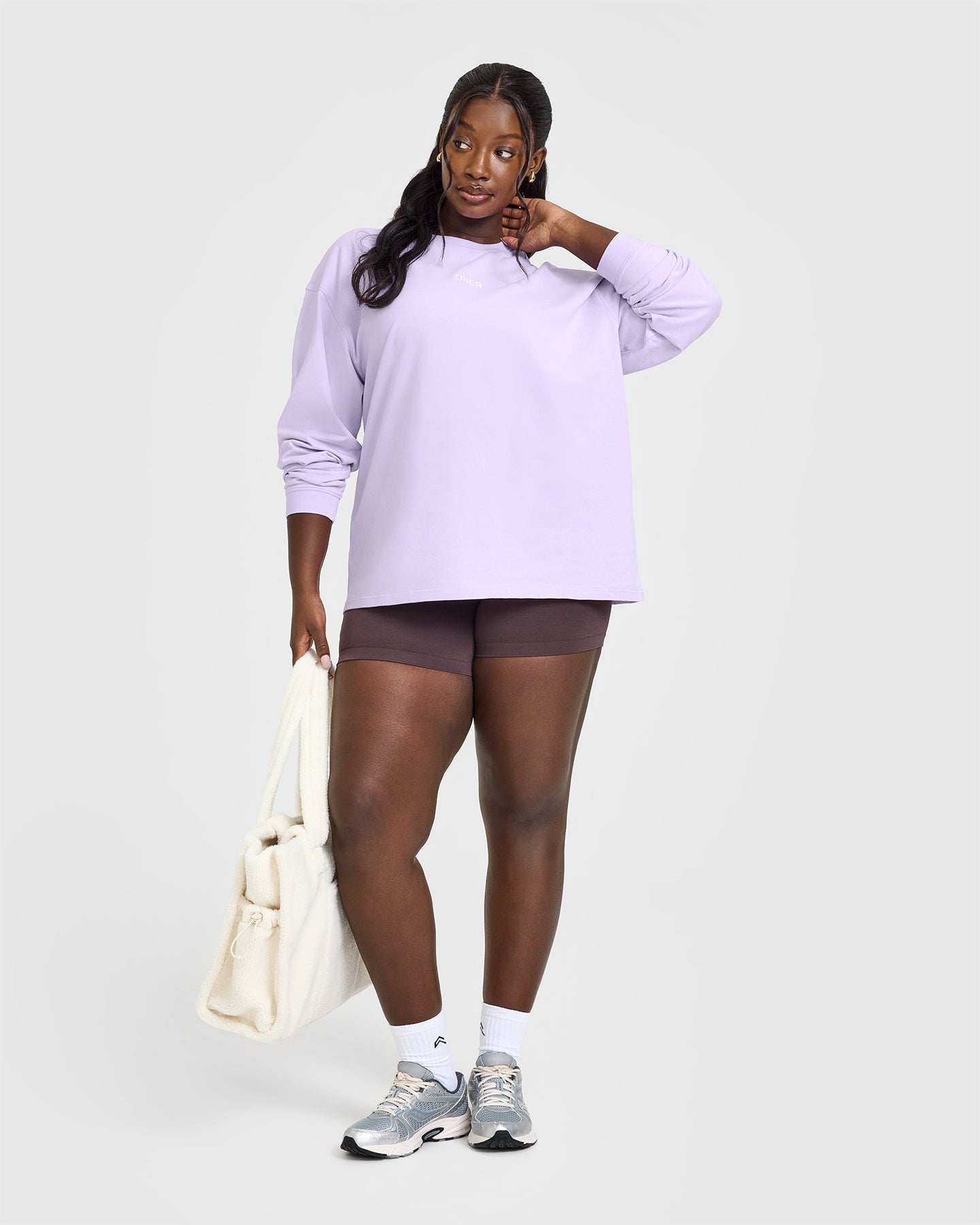 Oversized Washed Long Sleeve T-Shirt for Women - Soft Lavender Purple Top | Casual Loungewear, Streetwear & Layering Essential