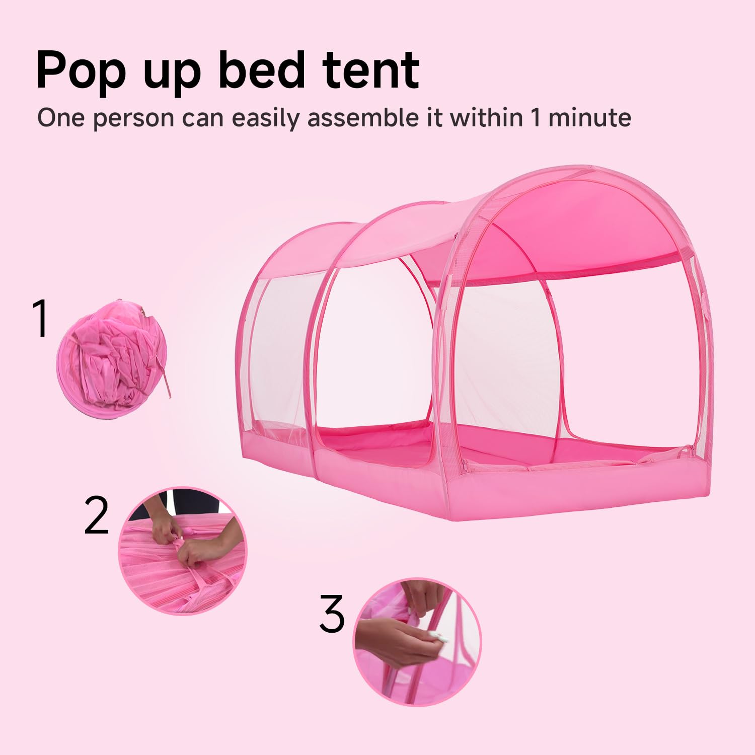 Dream Tents Bed Canopy - Pop Up Twin Size Cabin Shelter for Kids & Adults | Indoor Privacy Tent with Warm Breathable Fabric | Perfect for Camping, Sleepovers & Room Decor (Mattress Not Included) - Patent Pending