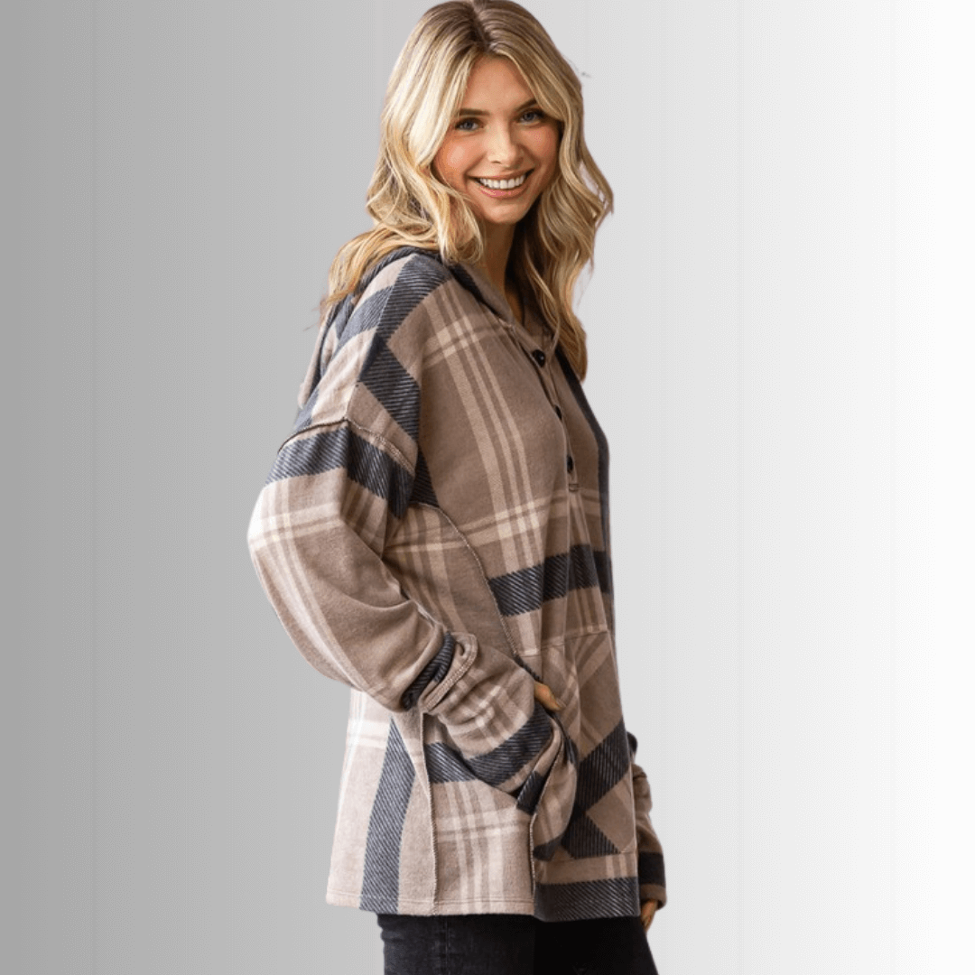 Blake Soft Plaid Hoodie - Premium Cotton Fleece Pullover for Men & Women | Made in USA | Cozy Loungewear for Fall & Winter