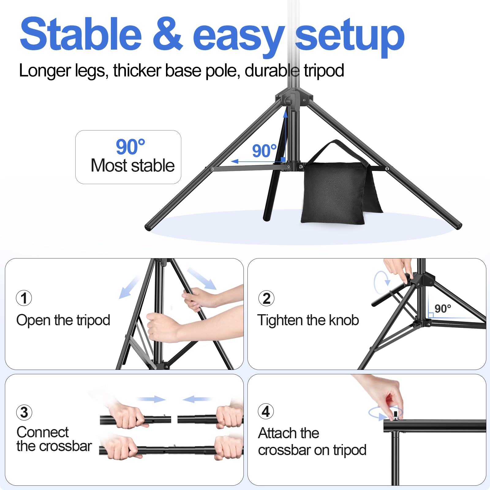 EMART 10x7ft Adjustable Photo Backdrop Stand Kit with 2 Crossbars, 8 Clamps, 2 Sandbags & Carry Bag - Professional Studio Background Support for Wedding Photography, Party Decorations & Event Displays
