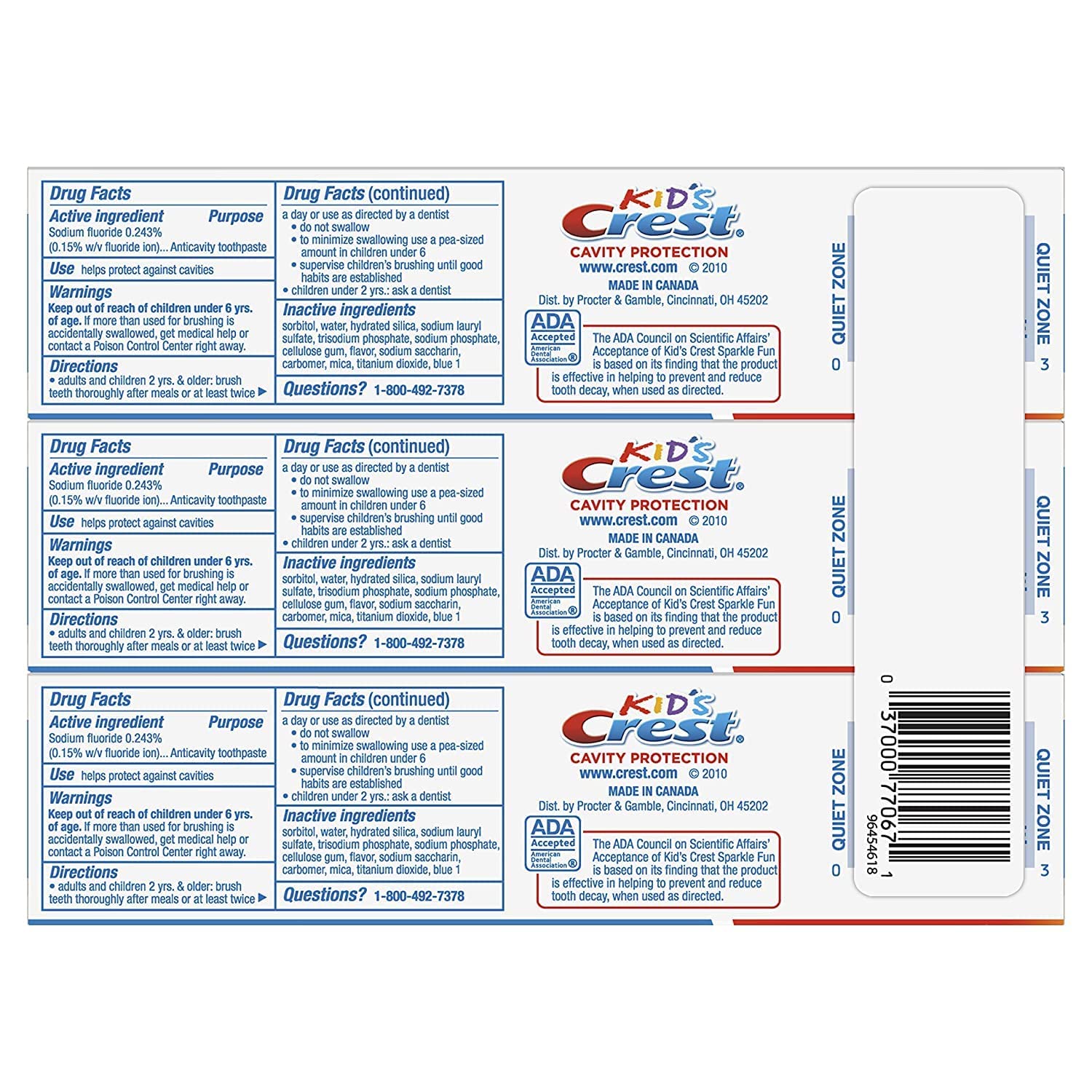 Crest Kids' Cavity Protection Toothpaste - 3 Pack (4.6 Oz Each) | Sparkle Fun Flavor | Fluoride Toothpaste for Children | Perfect for Daily Brushing, Travel & School Lunchboxes