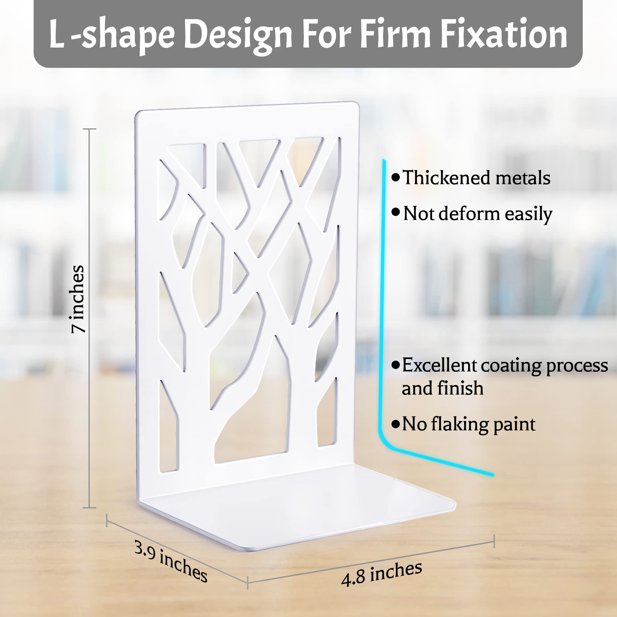 Decorative Heavy Duty Metal Bookends for Bookshelf, Desk, and Office - Perfect for Organizing Books, Documents, and Home Decor