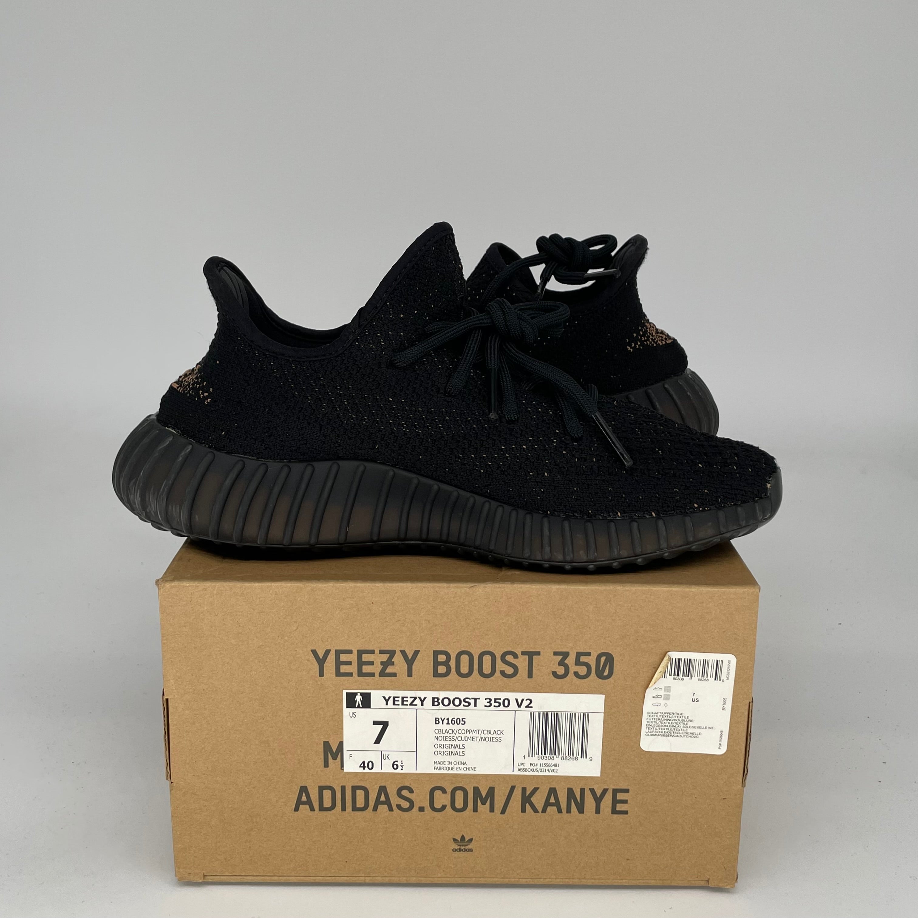 Adidas Yeezy Boost 350 V2 Core Black Copper - Men's Running Shoes Size 7 [BY1605] | Comfortable Sneakers for Gym, Workout & Casual Wear