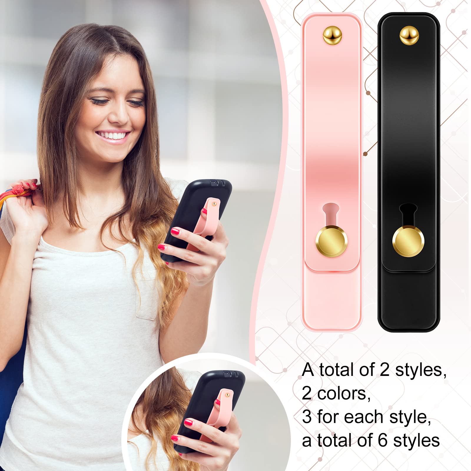 Universal Phone Grip Holder - 6pc Telescopic Finger Strap Stand for Smartphones - Perfect for Gaming & Selfies