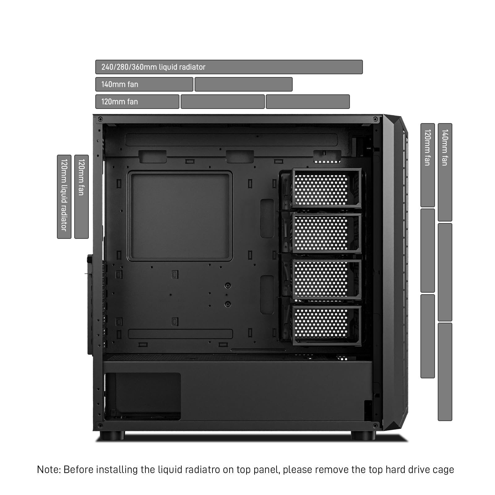 DARKROCK Classico Storage Master ATX NAS Computer Case - Mid Tower PC Case with 4x120mm Fans, USB 3.0, 10 x 3.5