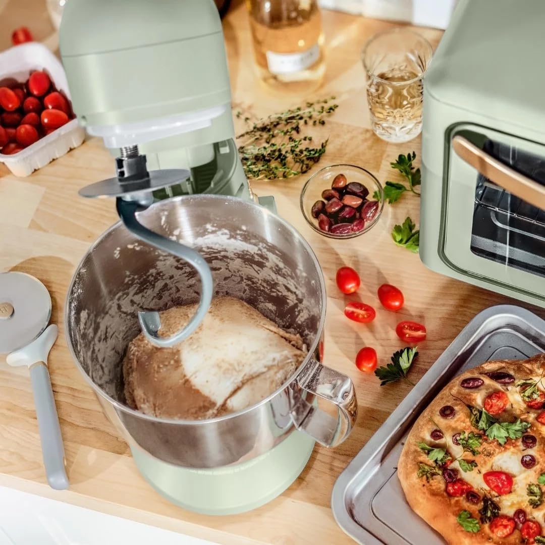 **Drew Barrymore 5.3 Qt Stand Mixer with Tilt-Head - Lightweight, Powerful 300W Motor, 12 Speed Settings - Includes Beater, Whisk, Dough Hook & Splash Guard - Perfect for Baking Cakes, Cookies & Bread (Sage Green)**