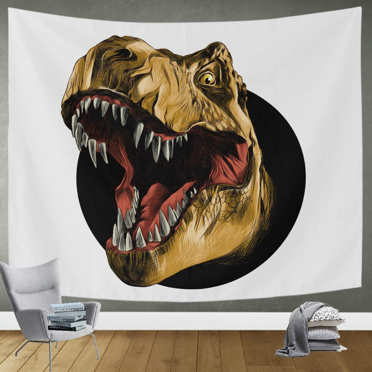 Dinosaur Wall Tapestry Decor - 90x60in Large Dinosaur Head Tapestry for Bedroom, Living Room & Dorm | Perfect for Boho Home Decor, Teen Room & College Dorm Wall Art