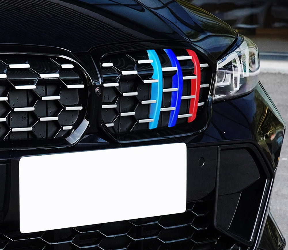 BMW G20 3 Series LCI (2023+) M Color Stripe Diamond Grille Insert Trims - Carbon Fiber Style Upgrade for Front Bumper - Perfect for Car Enthusiasts & Show Vehicles