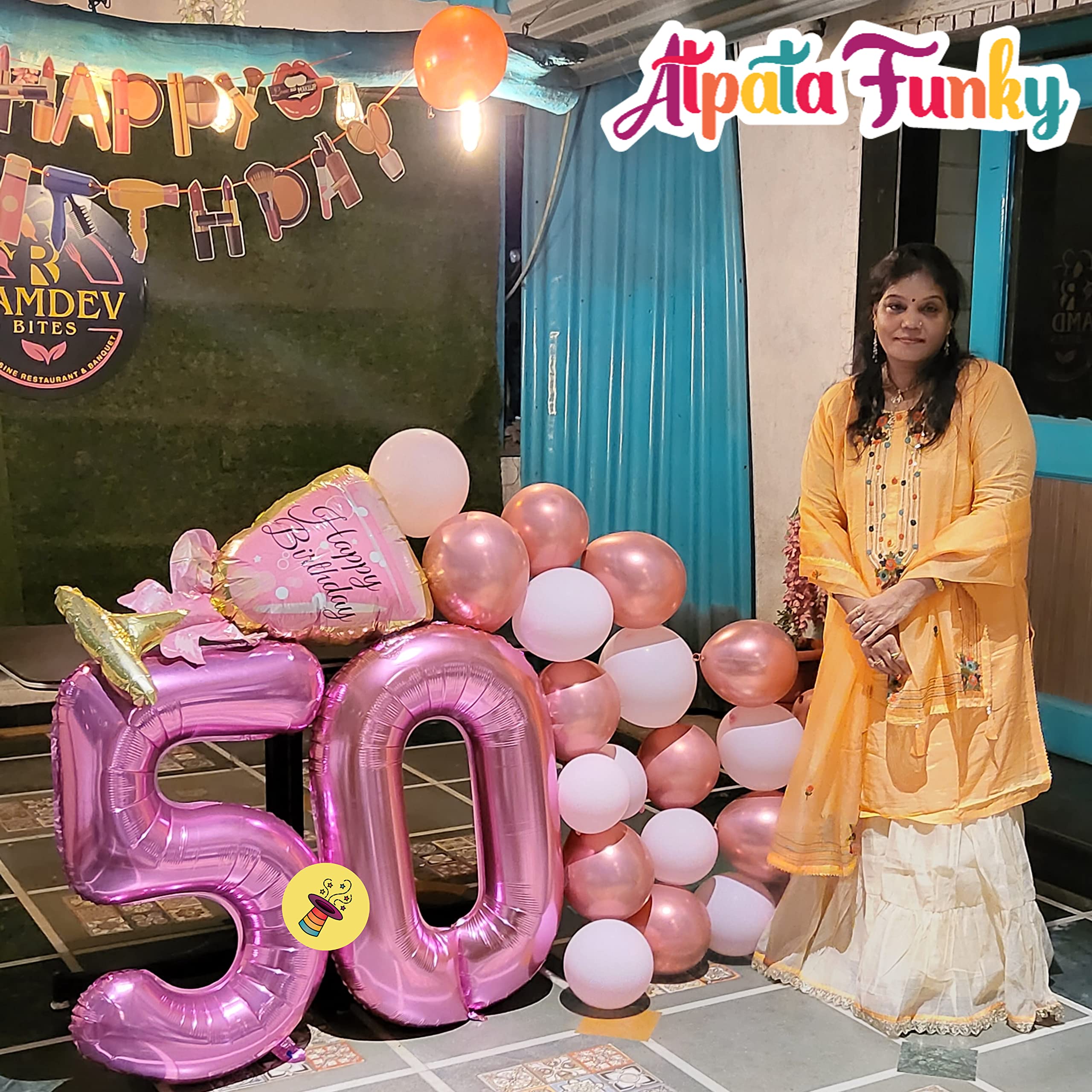 Atpata Funky Makeup Theme Happy Birthday Banner - Glamorous Beauty Party Decor for Makeup Lovers | Perfect for Birthday Celebrations, Bridal Showers & Beauty-Themed Events