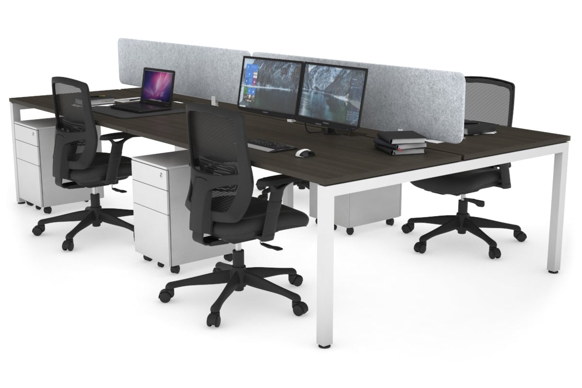Quadro Square Legs 4 Person Office Workstation Desk - 1200L x 800W with Cable Management - Perfect for Collaborative Workspaces, Open Offices & Coworking Environments