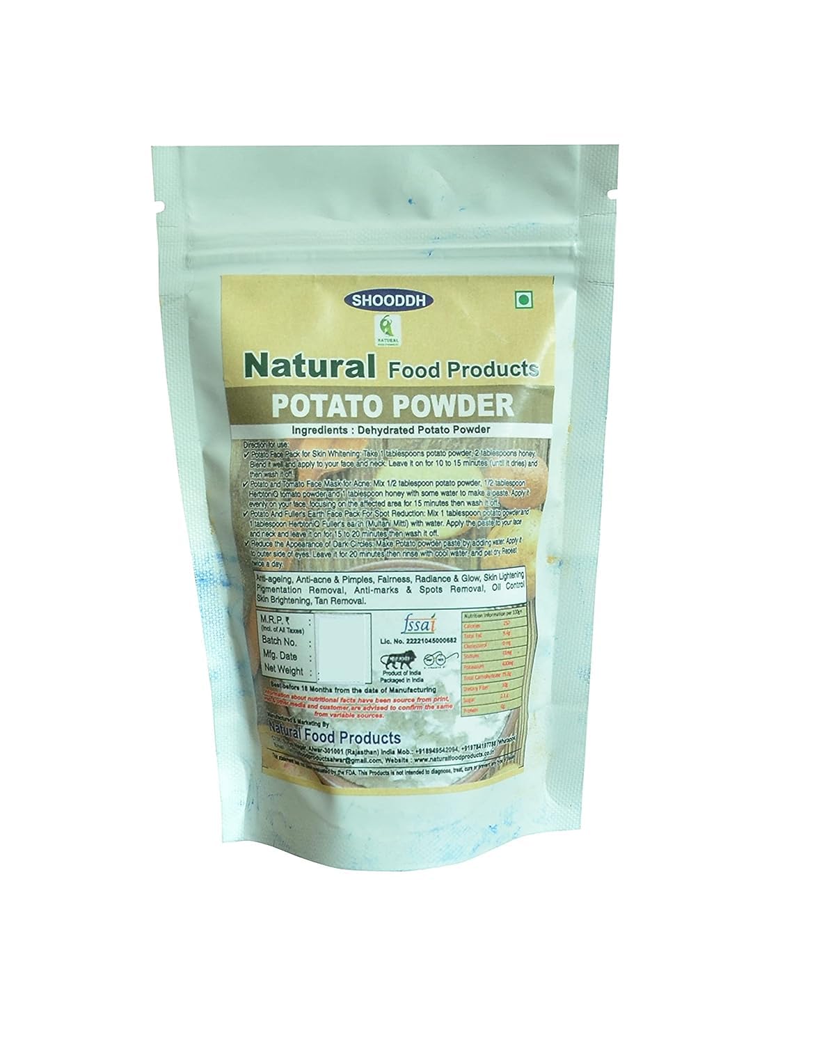 Eleven Zone Natural Potato Face Powder for Skin Whitening & Brightening - 100g | Organic, Chemical-Free | Perfect for Daily Skincare & Makeup Base