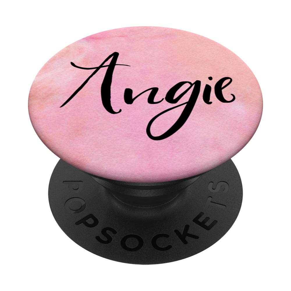 Angie PopSockets PopGrip - Swappable Phone Grip with Black on Pink Design for iPhone, Samsung & Smartphones | Perfect for Selfies, Video Calls & Secure Holding