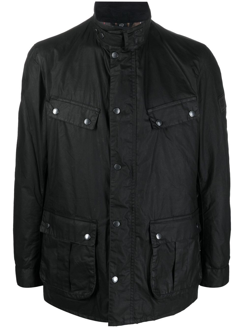 BARBOUR INTERNATIONAL Men's Waxed Cotton Jacket - Waterproof & Windproof Black Coat for Outdoor Activities, Motorcycle Riding & Casual Wear