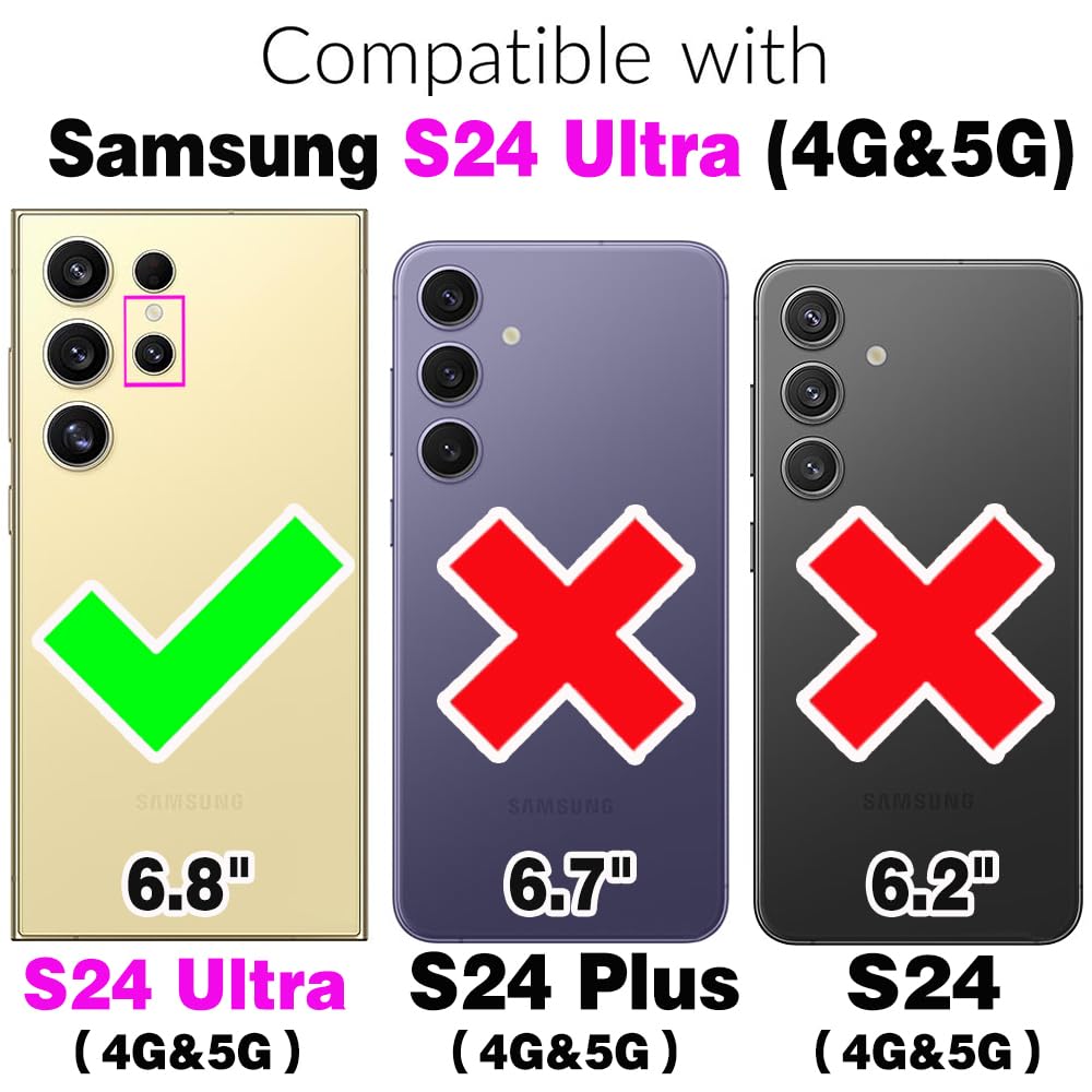Premium PU Leather Wallet Case for Samsung Galaxy S24 Ultra 5G - Luxury Phone Cover with 9+ Card Slots, Wrist Strap & Crossbody Shoulder Strap - Zipper Purse Design - Perfect for Work, Travel & Everyday Use (White)