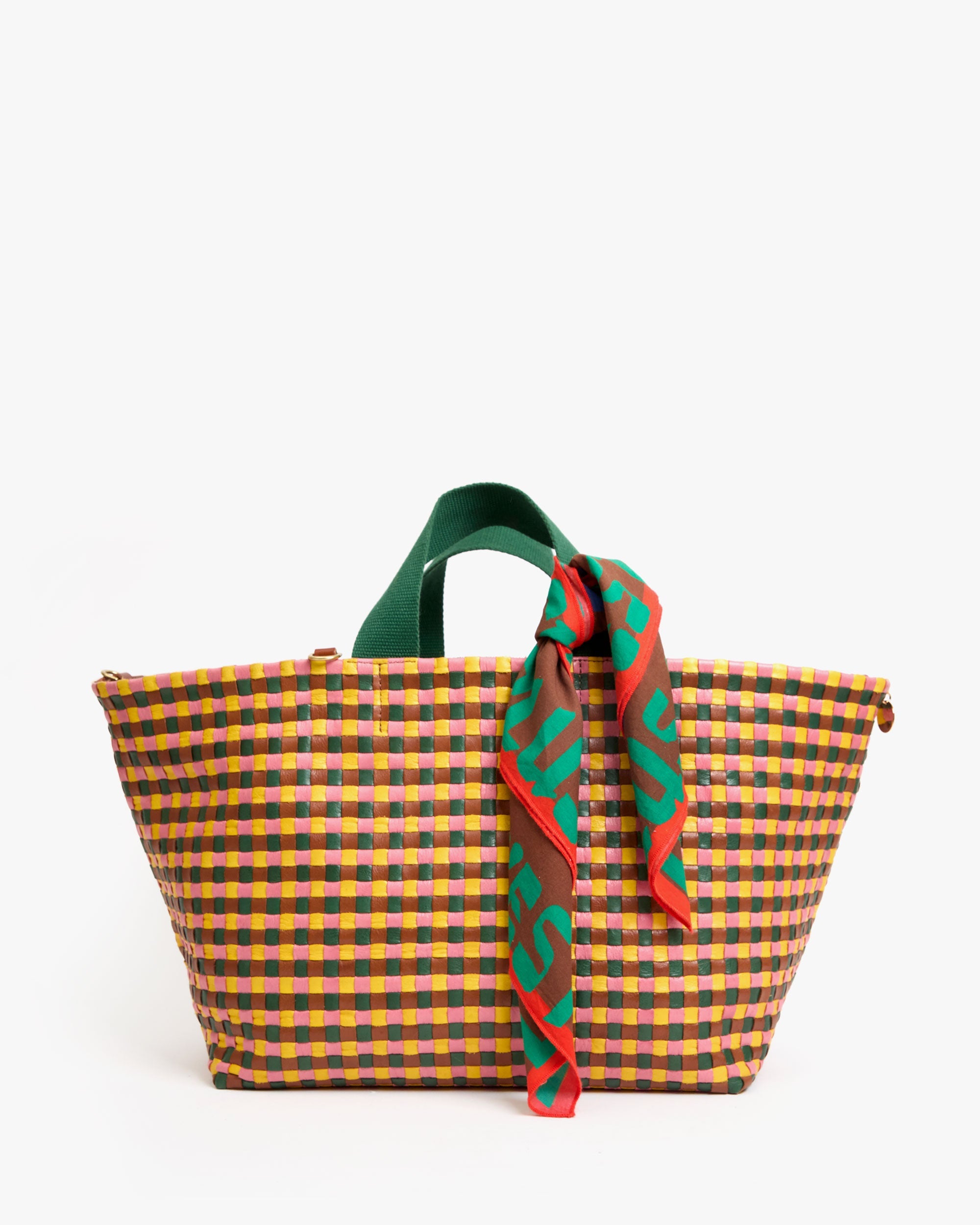 Stylish Bateau Tote Bag - Multi Woven Checker Pattern - Perfect for Beach, Shopping & Daily Use