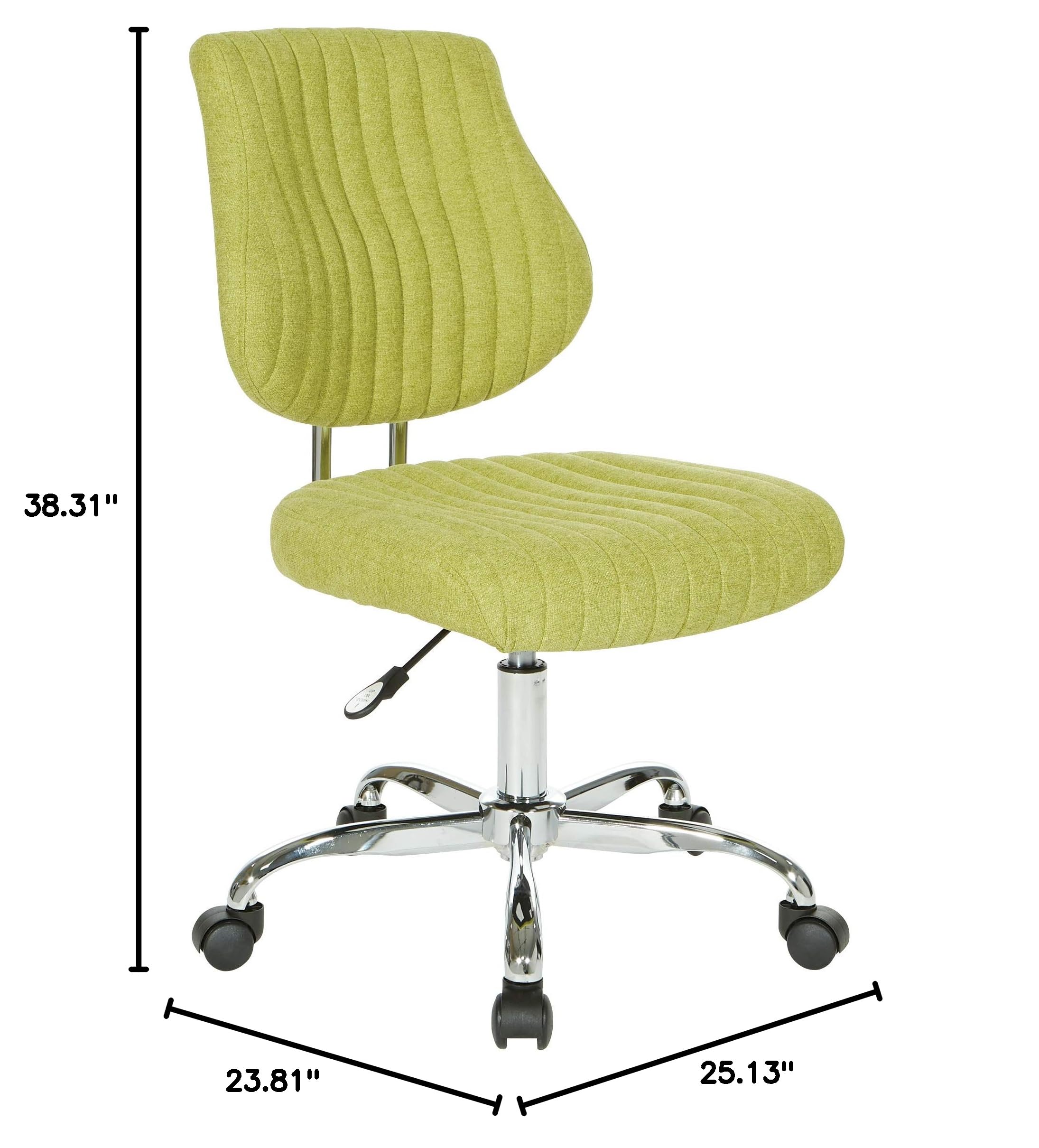 OSP Sunnydale Adjustable Plush Office Chair with Chrome Base - Ergonomic Computer Desk Chair for Home & Office - Comfortable Basil Fabric Task Chair for Long Work Hours, Gaming & Study
