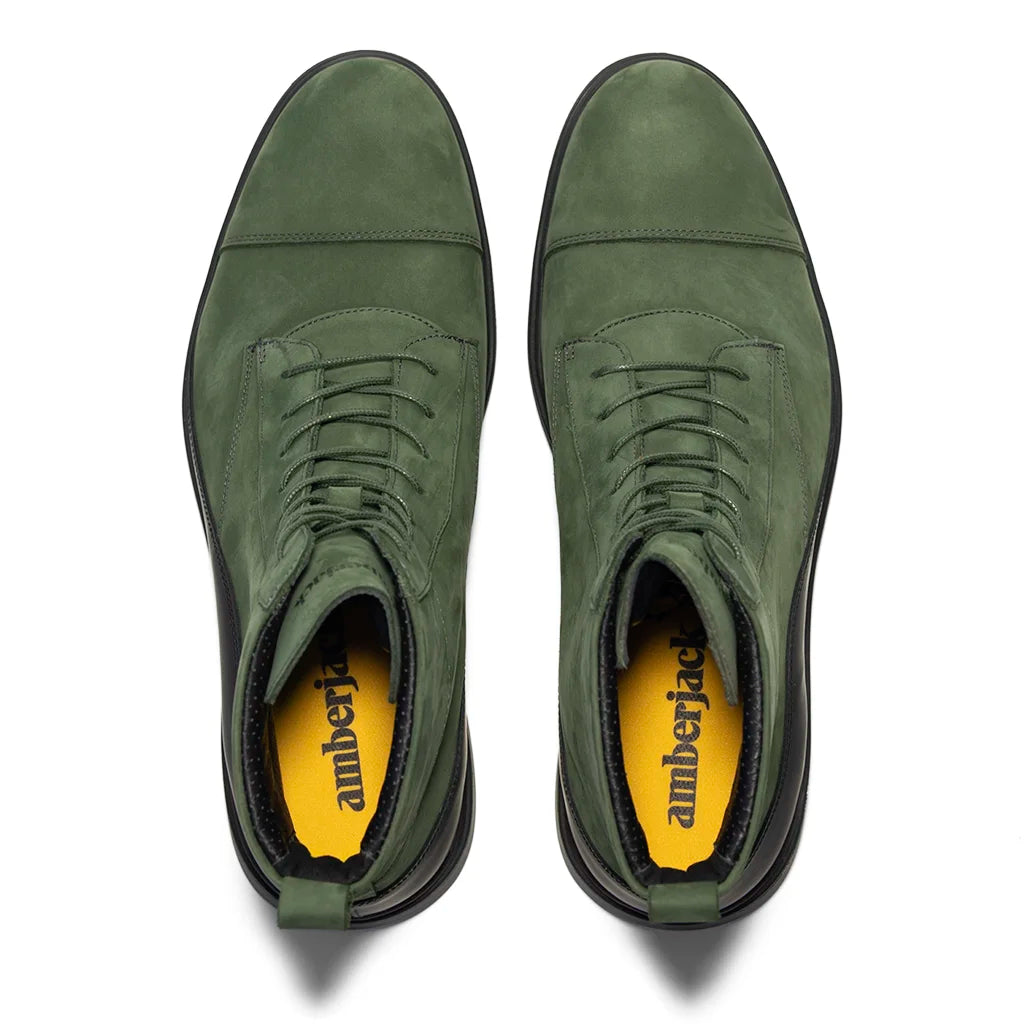 Men's Olive Leather Ankle Boots - Comfortable & Stylish Casual Shoes for Walking, Hiking & Outdoor Adventures