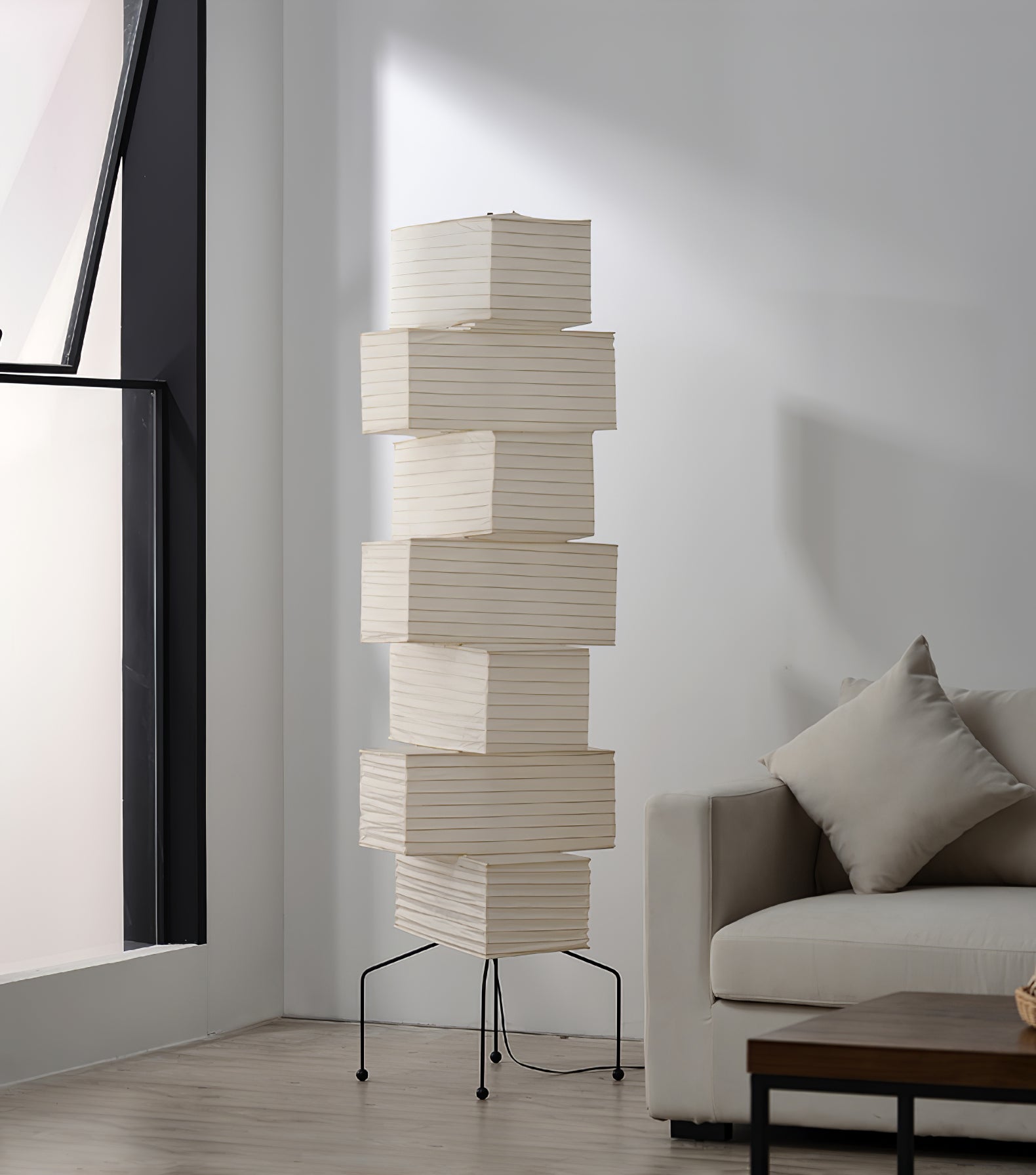 Modern Lana Stacked Floor Lamp - Adjustable 3-Tier LED Standing Light for Living Room, Bedroom & Office - Warm White/Cool White Dimmable Lighting for Home Decor