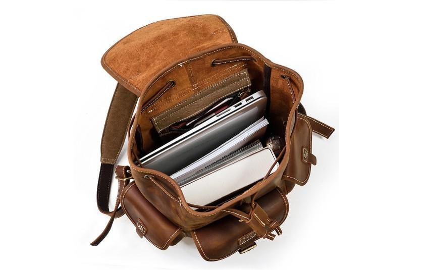 Durable Brown Leather Large Backpack Purse for Women & Men - Stylish Travel & Work Commute Bag for Laptop & Essentials