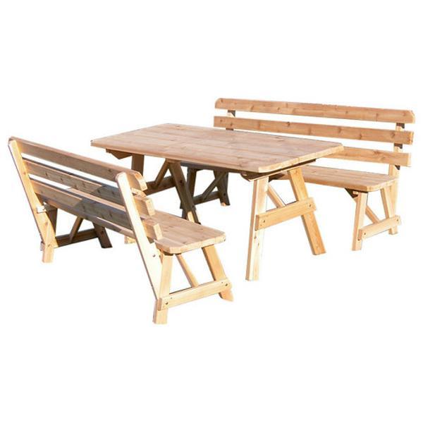 Premium Western Red Cedar Picnic Table with 2 Comfortable Backed Benches - Outdoor Dining Set for Patio, Garden, Park & Backyard BBQs