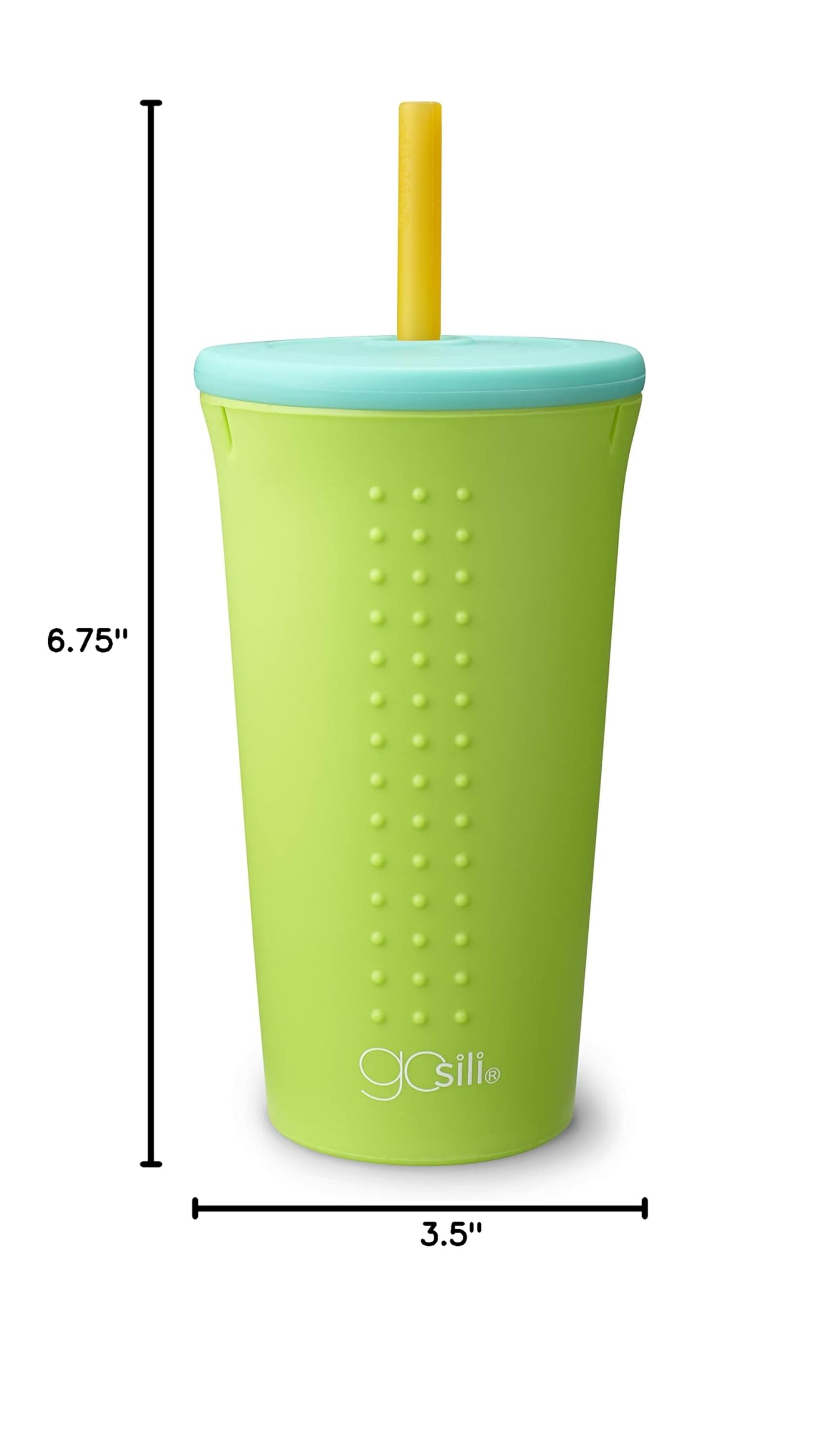 Eco-Friendly Reusable Silicone Straw Tumbler - 16oz BPA-Free, Dishwasher Safe, Non-Toxic Travel Cup for Smoothies, Iced Coffee & Water - Lime Green (Perfect for Home, Office & Outdoor Activities)
