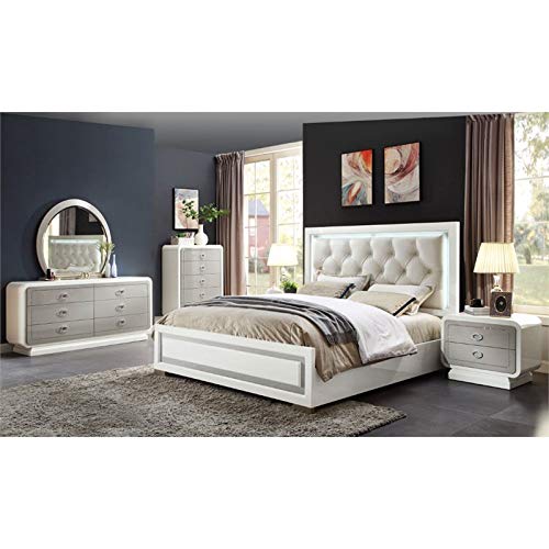 Acme Allendale Oval Wood Frame Bedroom Mirror in Ivory & Latte High Gloss - Elegant Wall Mirror for Bedroom, Bathroom & Entryway Decor