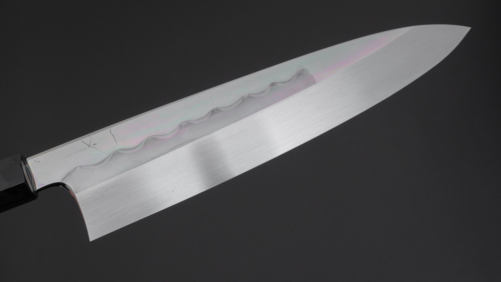 Hitohira Togashi White #1 Notaremon Mizu Honyaki Gyuto 240mm Japanese Chef Knife with Kurokaki Persimmon Handle (#086/Saya Included) - Premium Kitchen Knife for Sushi, Sashimi & Meat Cutting