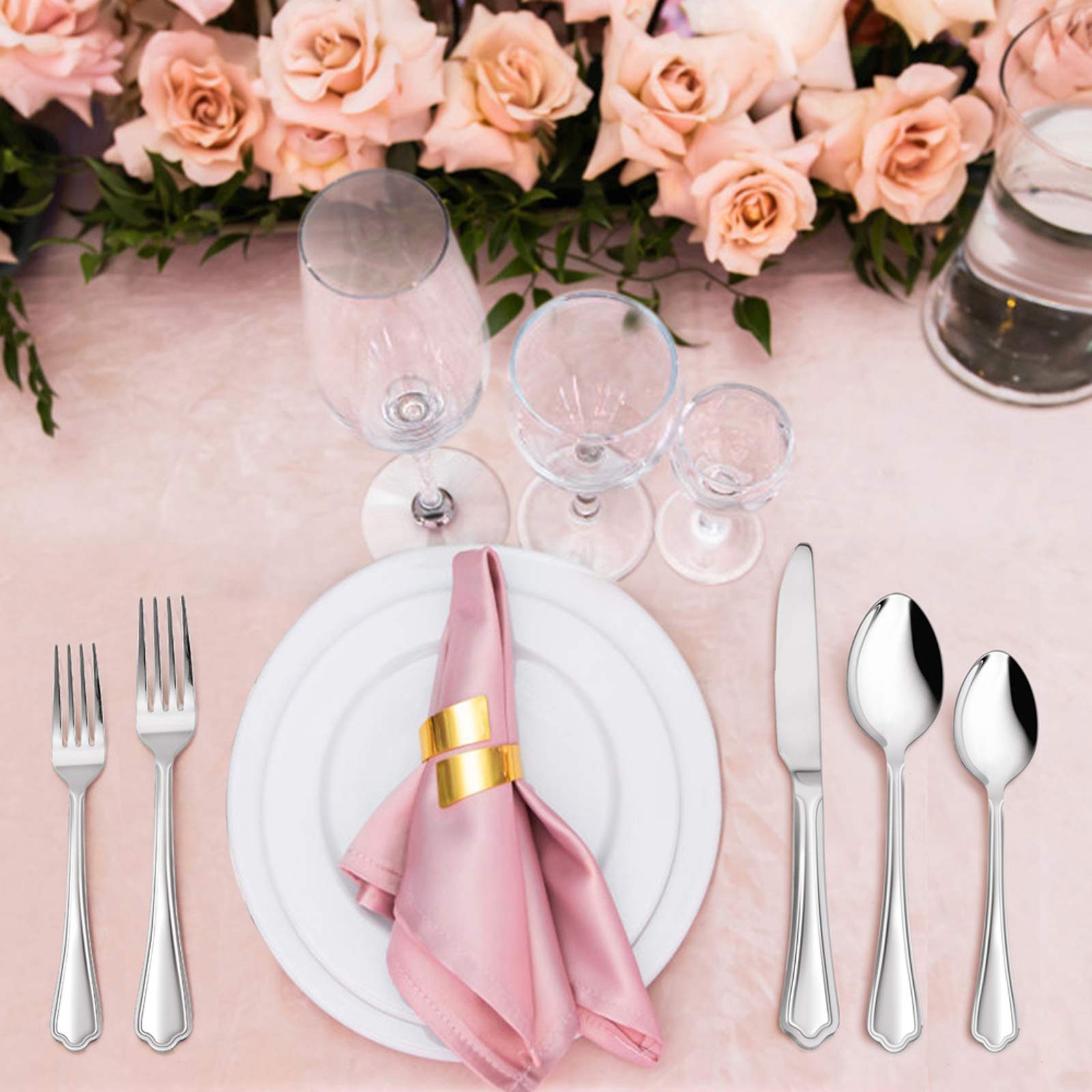 20-Piece Stainless Steel Flatware Set for 4 - Mirror Polished Silverware with Scalloped Edge - Dinner Knives, Forks & Spoons - Dishwasher Safe Cutlery Set - Perfect for Everyday Dining, Dinner Parties & Restaurant Use