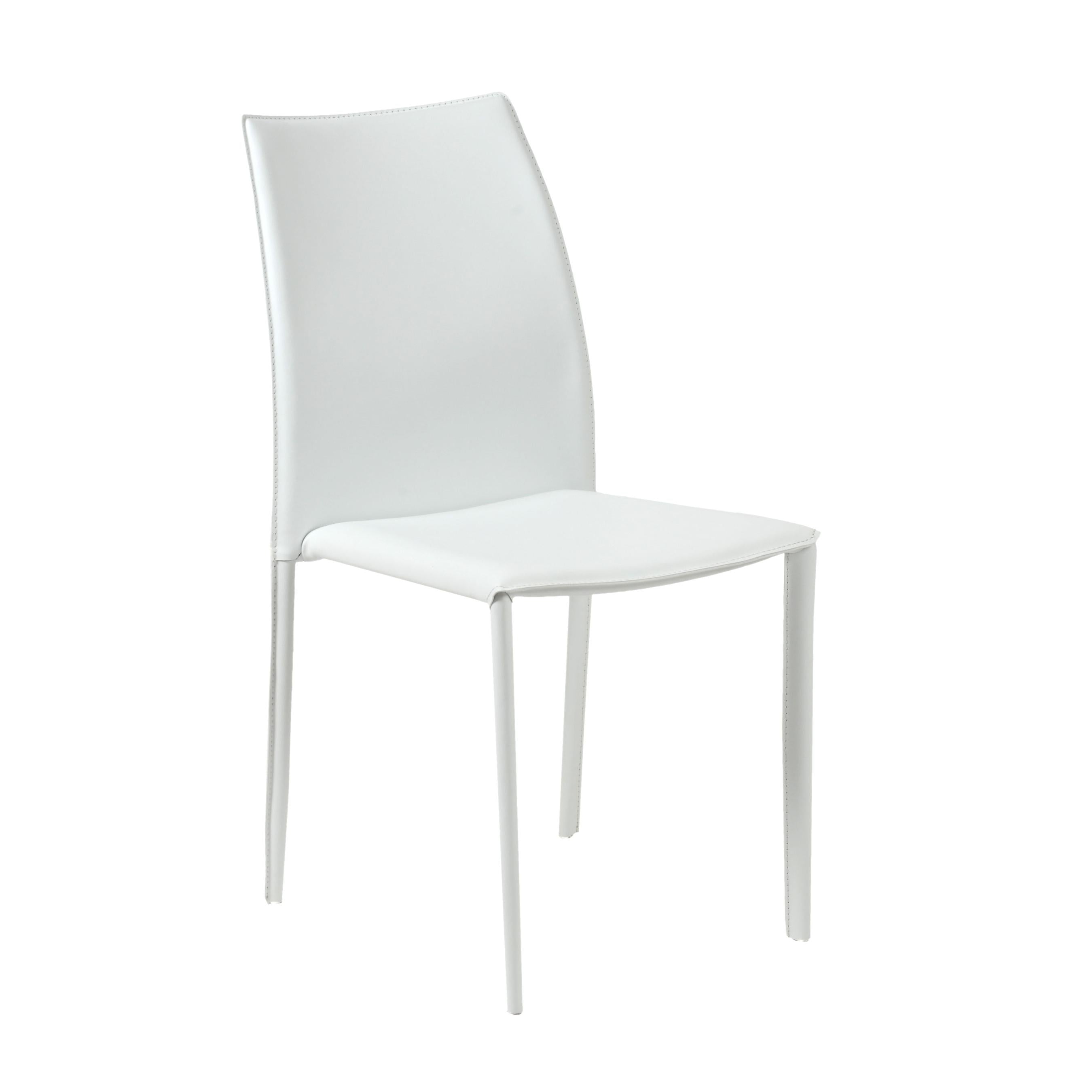 Euro Style Dalia Stacking Side Leather Chairs - Set of 2, Modern Stackable Dining Chairs for Small Spaces, Kitchen, Office or Outdoor Use