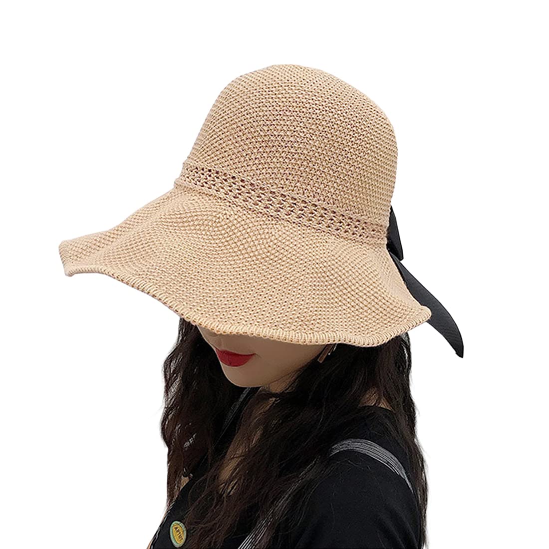 LassZone Women's Wide Brim UPF 50+ Sun Hat - Foldable Straw Beach Hat with Chin Strap for Summer, Travel, Gardening & Outdoor Activities