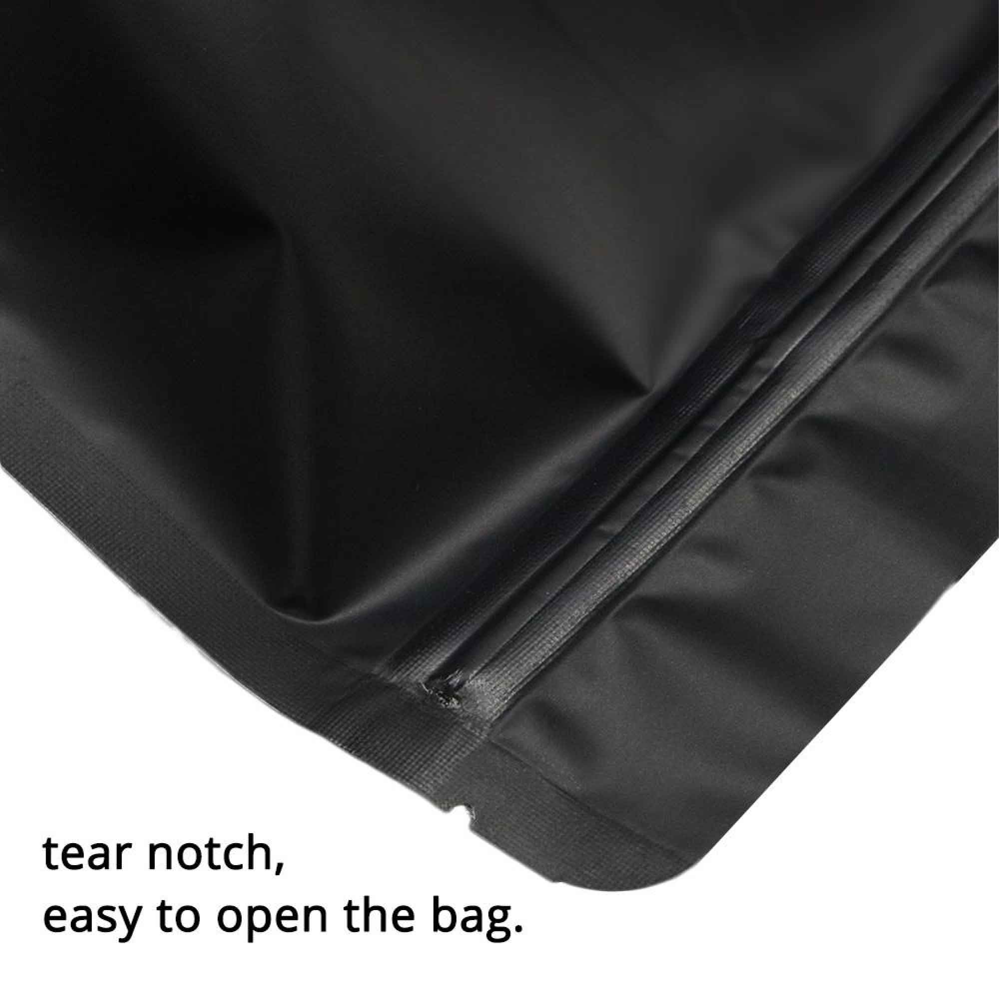 100 Resealable Mylar Stand Up Bags 29.5x22cm (11.6x8.7in) - Black Food Storage Zip Pouch for Coffee, Tea, Snacks & Dry Goods | Airtight, Durable & Reusable Packaging Solution