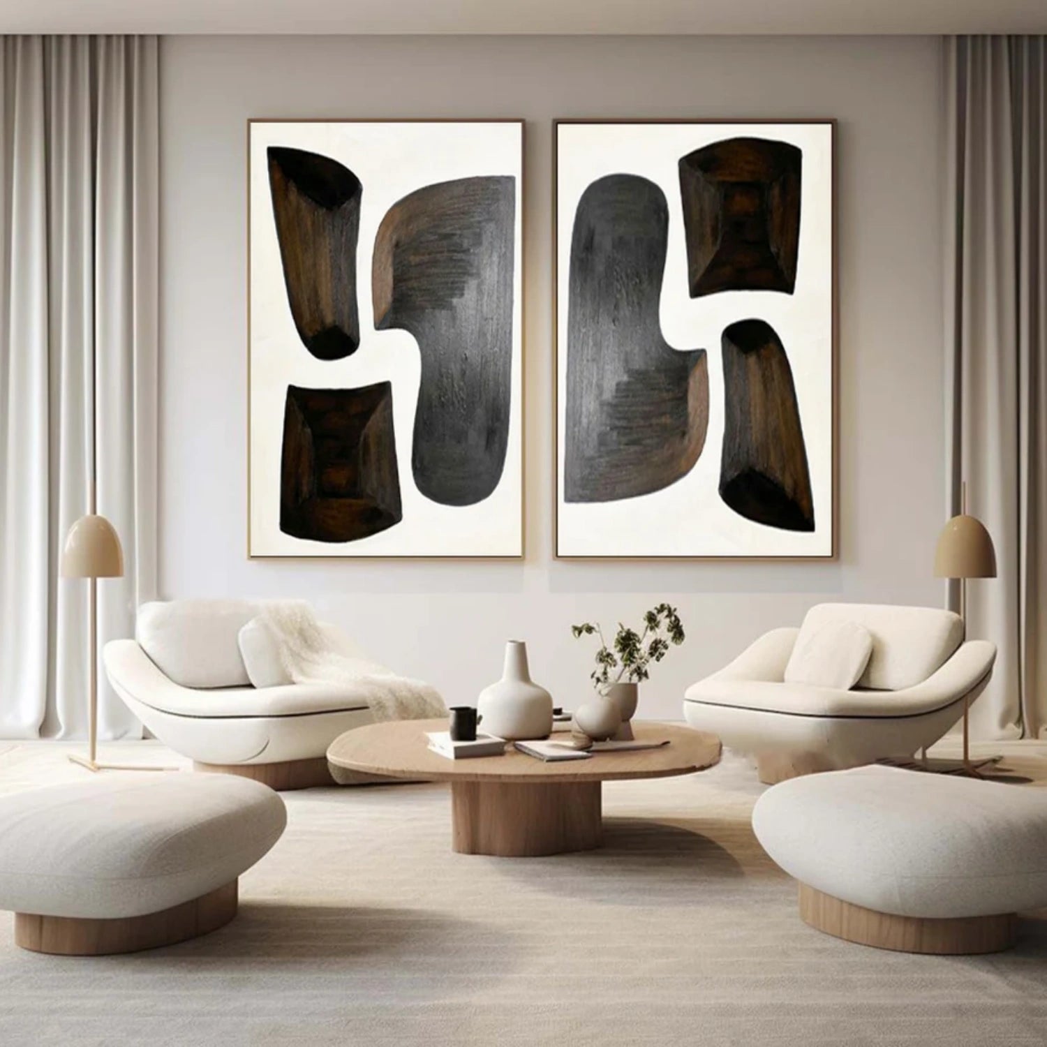 Abstract Painting Set of 2 Modern Wall Art - #AB 404 - Perfect for Living Room, Bedroom & Office Decor