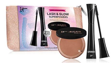 Lash & Glow Superpowers Mascara & Bye Bye Pores Bronzer - Full Size Limited Edition for Bold Lashes & Flawless Glow | Perfect for Date Night & Special Occasions