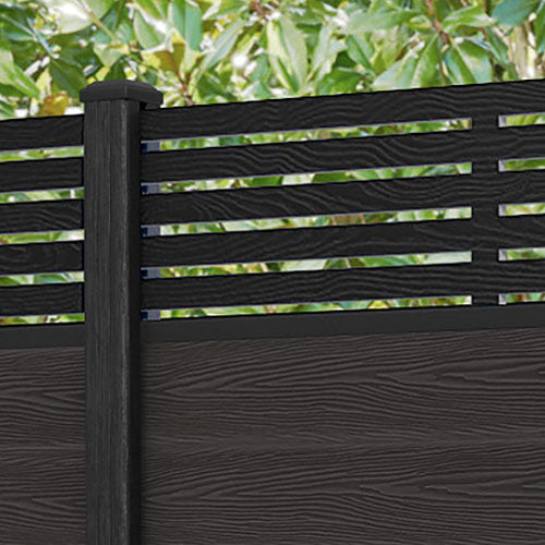 Classic Aspen Fence Panel - Dark Oak Composite Wood Fencing with Durable Posts | Outdoor Privacy Fence for Backyard, Garden & Patio